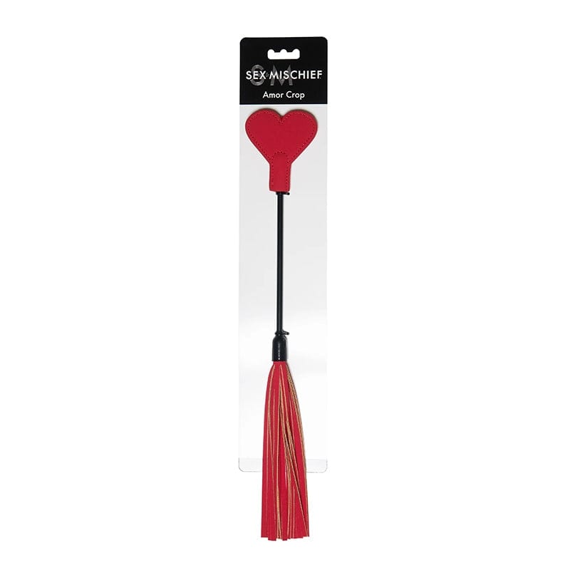 SS S&M Amor Crop Heart Flogger Red - BDSM Whip for Sensual Play, Spanking & Dominance - Perfect for Couples, Roleplay & BDSM Accessories