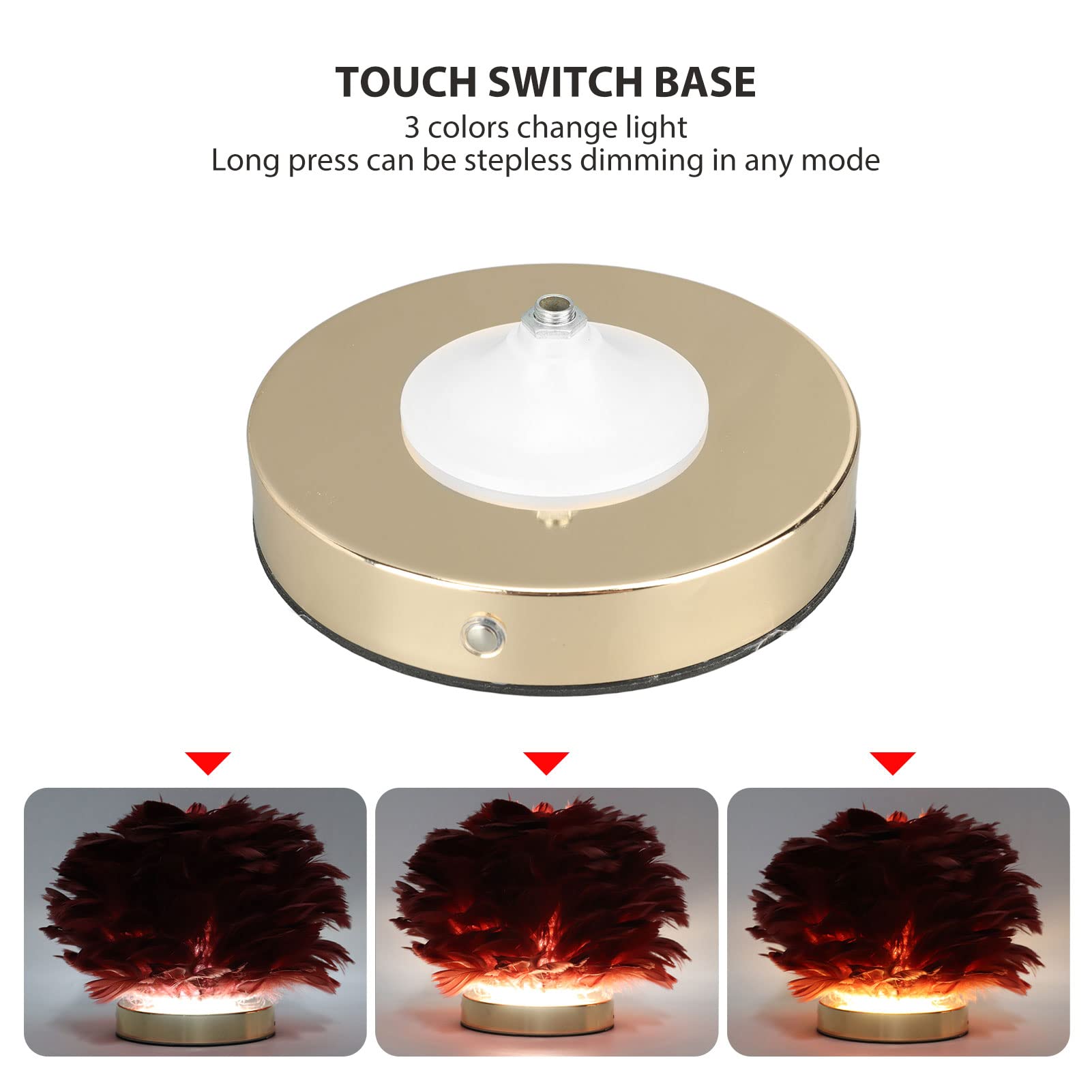 BEIJIALY Feather Table Lamp - USB Charging, Touch Control, Stepless Dimming LED Night Light for Bedroom, Living Room, Cafe & Office (Burgundy) - Perfect for Reading, Relaxing & Creating Cozy Ambiance