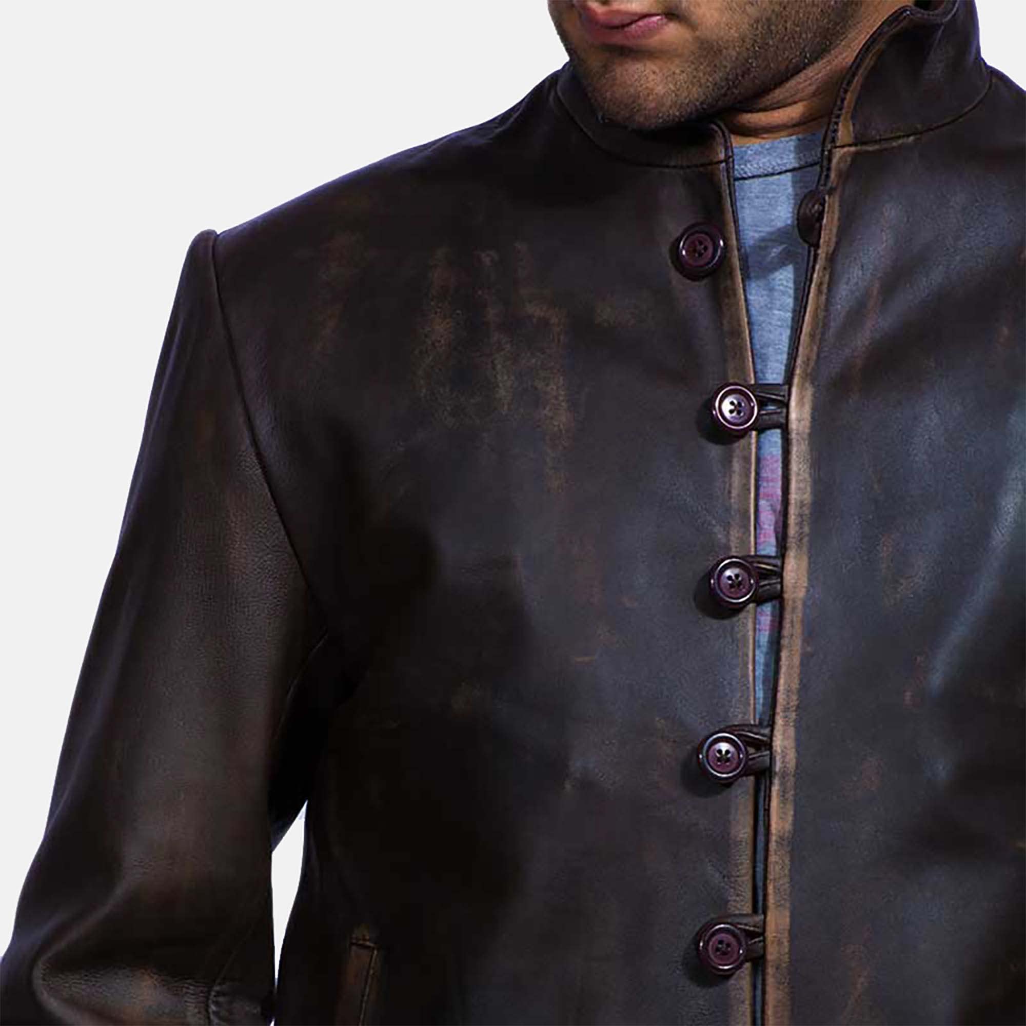 Drakeshire Men's Brown Leather Jacket | Genuine Goatskin Distressed Vintage Biker Jacket for Men | Motorcycle Riding, Casual Outfits & Winter Fashion
