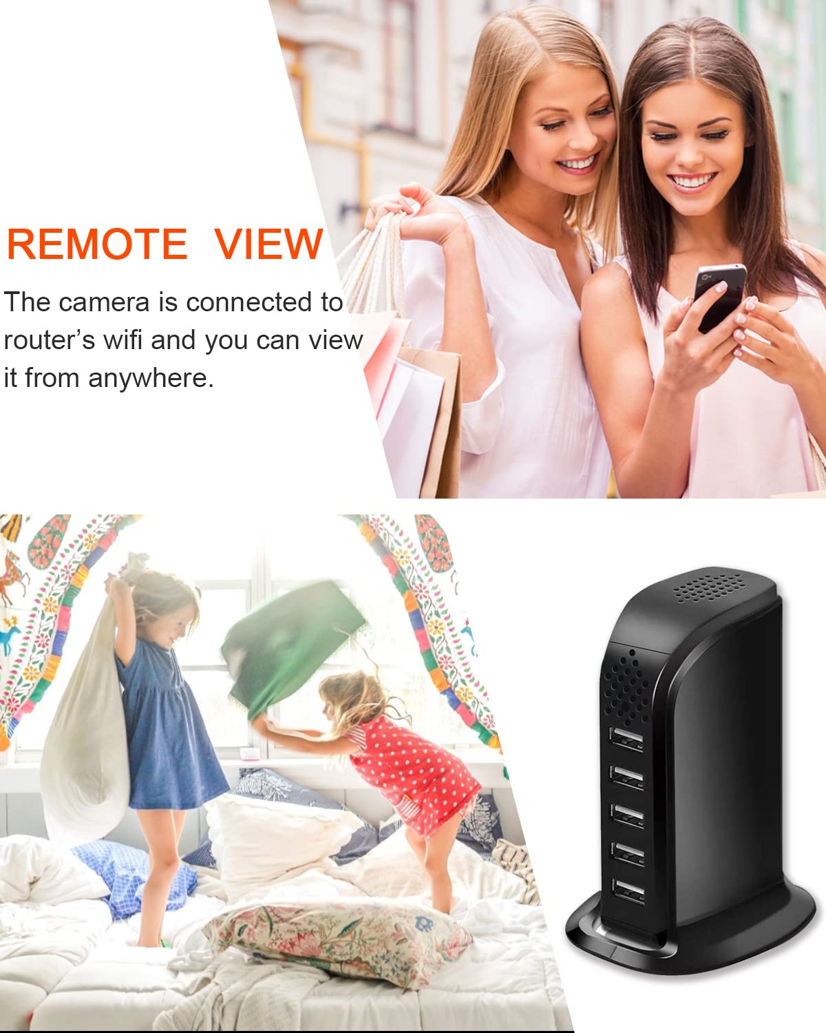 KAGMY Upgraded HD 1080P WiFi Hidden Spy Camera - 5-Port USB Charger with Motion Detection & Remote View for Home/Office Security Surveillance | Perfect for Nanny Cams, Elderly Monitoring & Business Protection
