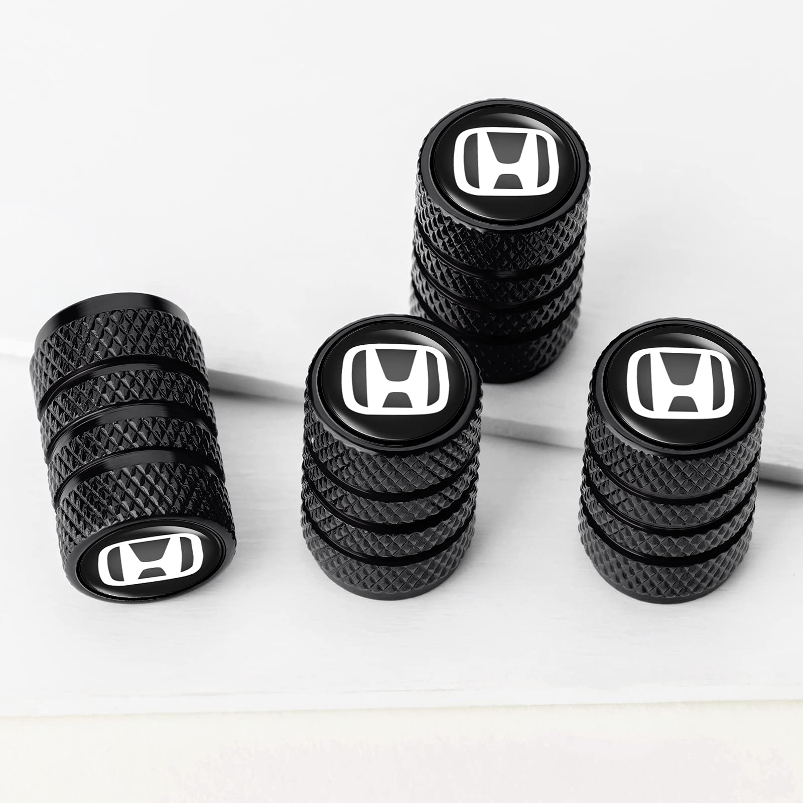 4 Pack Black Tire Valve Stem Caps - Universal Fit for Honda Accord, Civic, CR-V, Pilot | Durable Car Accessories for Cars, SUVs, Trucks & Motorcycles - Perfect for Road Trips & Off-Road Adventures