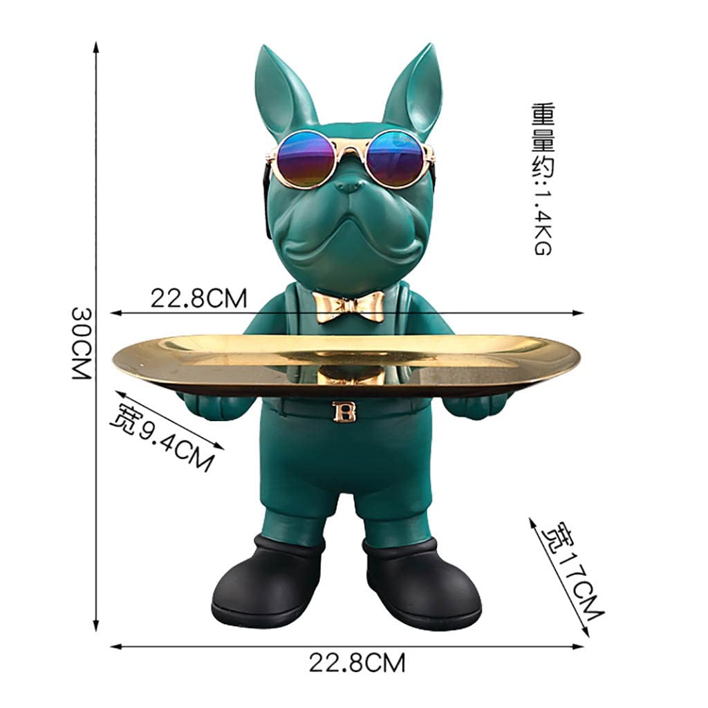 French Bulldog Decorative Tray - Multifunctional Trinket Dish, Jewelry Holder & Piggy Bank | Green Home Office Desk Organizer for Snacks, Coins & Accessories | Perfect for Living Room, Bedroom & Gift Giving (Size B)