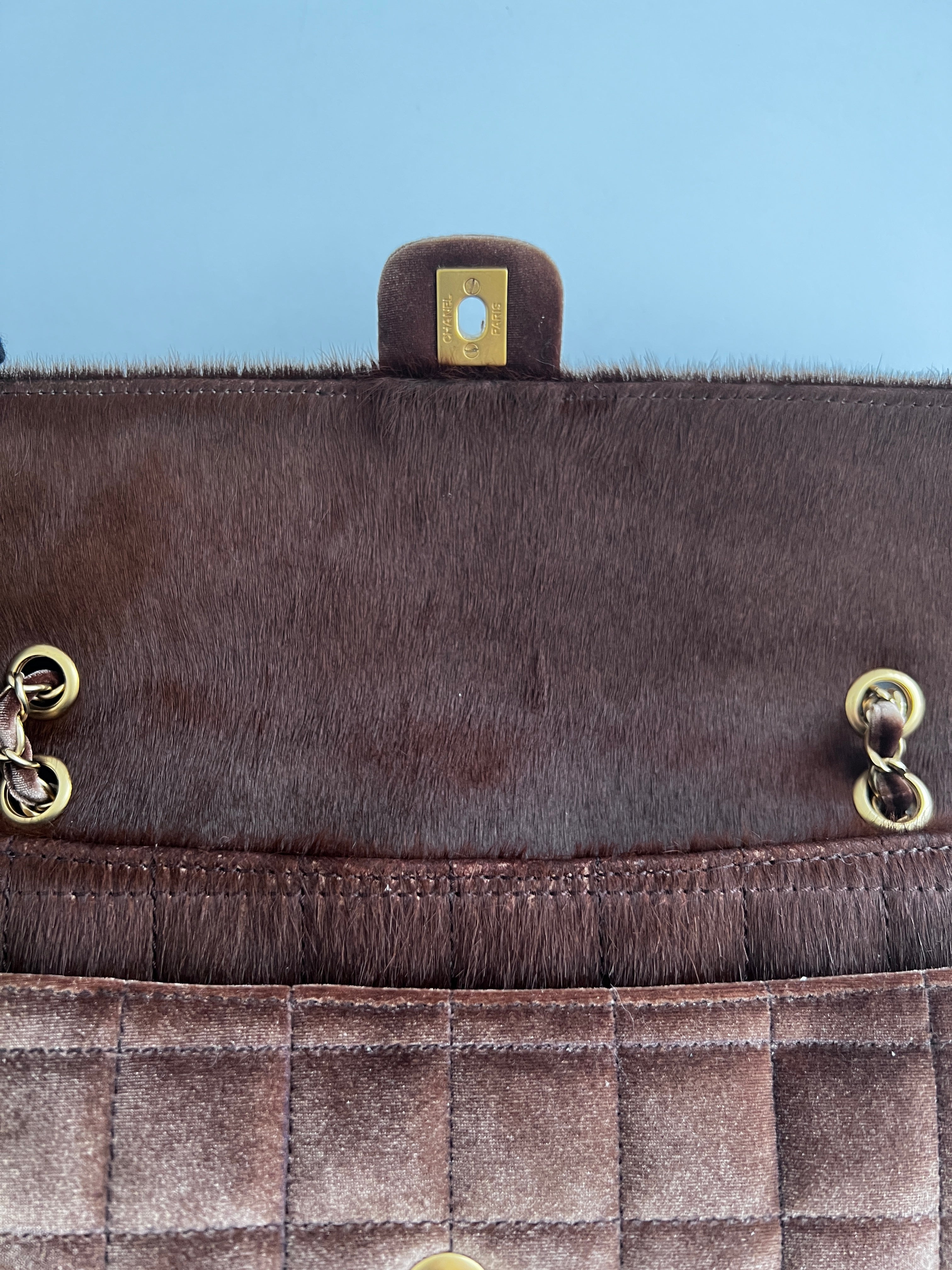 Chanel Pony Hair & Velvet Chocolate Bar Flap Bag - Luxury Designer Handbag for Women | Perfect for Evening Parties, Date Nights & Special Occasions