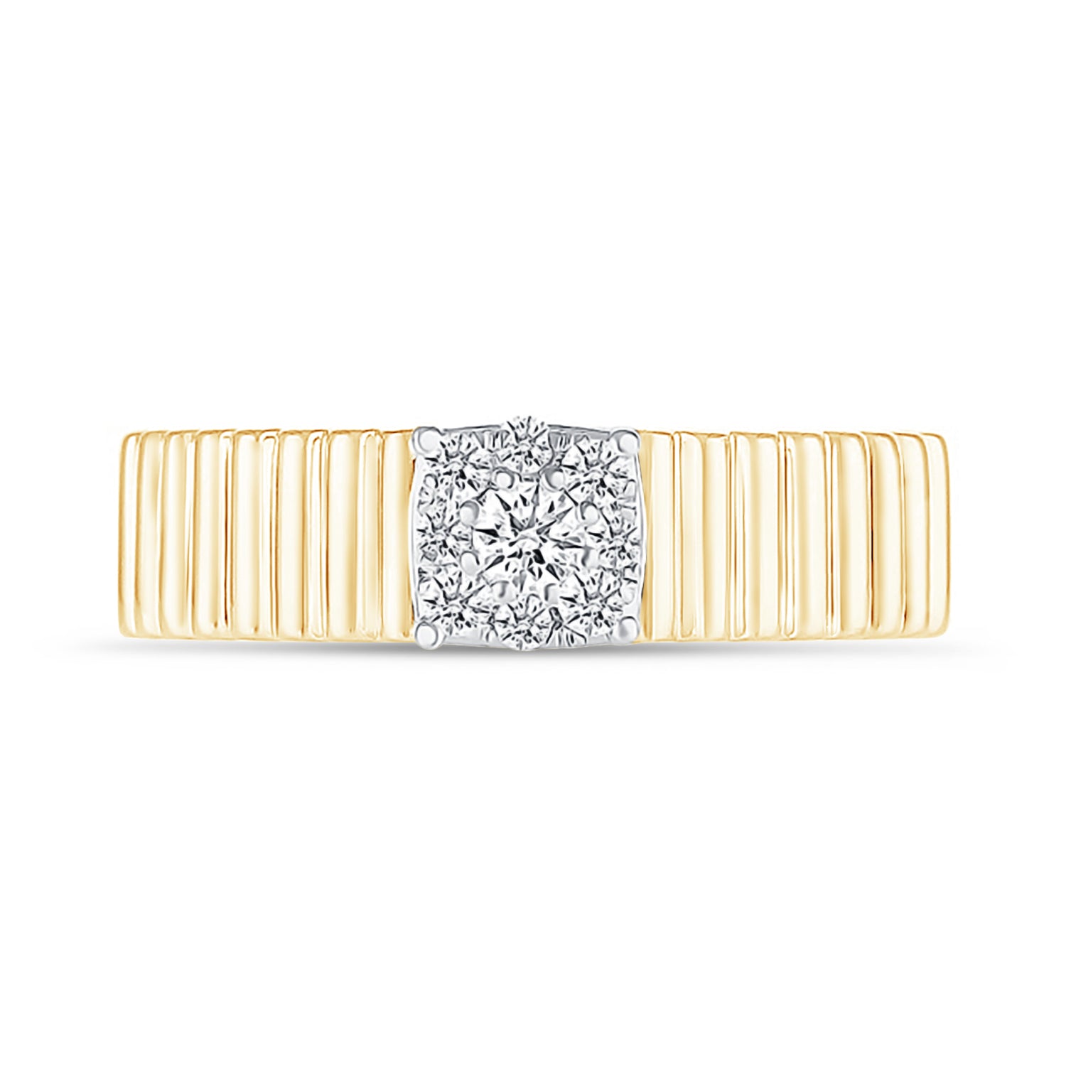 10k Yellow Gold Fluted Diamond Ring - Elegant Stackable Band for Women, Perfect for Weddings, Anniversaries & Everyday Wear
