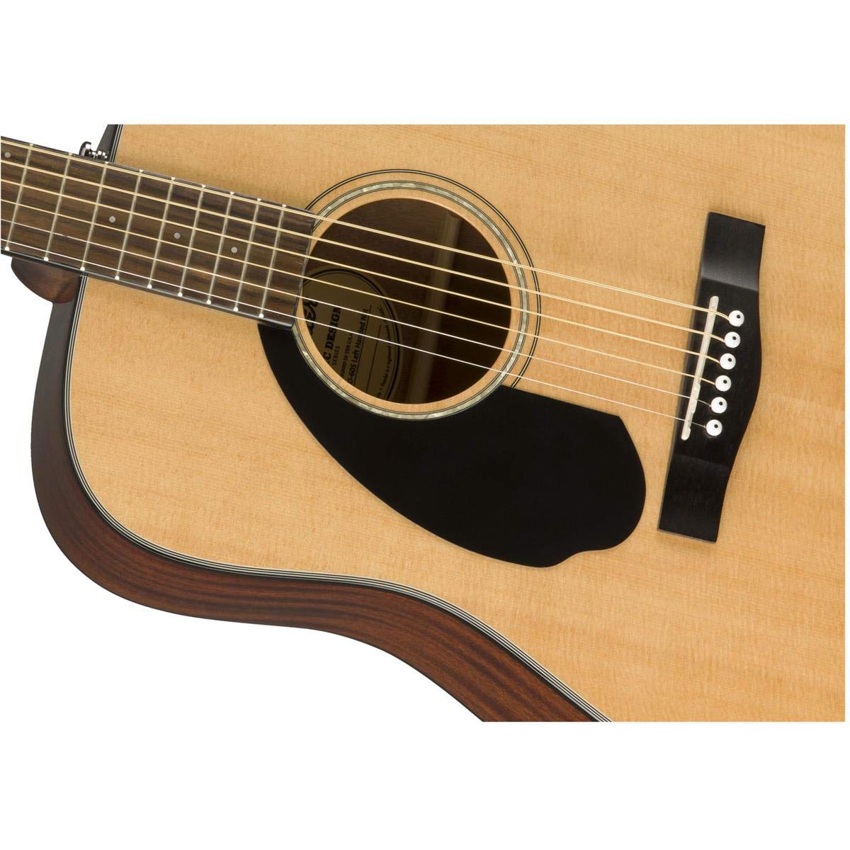 Fender CD-60S Left-Handed Acoustic Guitar - Mahogany Dreadnought with Walnut Fingerboard & Phosphor Bronze Strings - Gloss Natural Finish - 2 Year Warranty | Perfect for Beginners, Campfire Singalongs & Home Recording Studios
