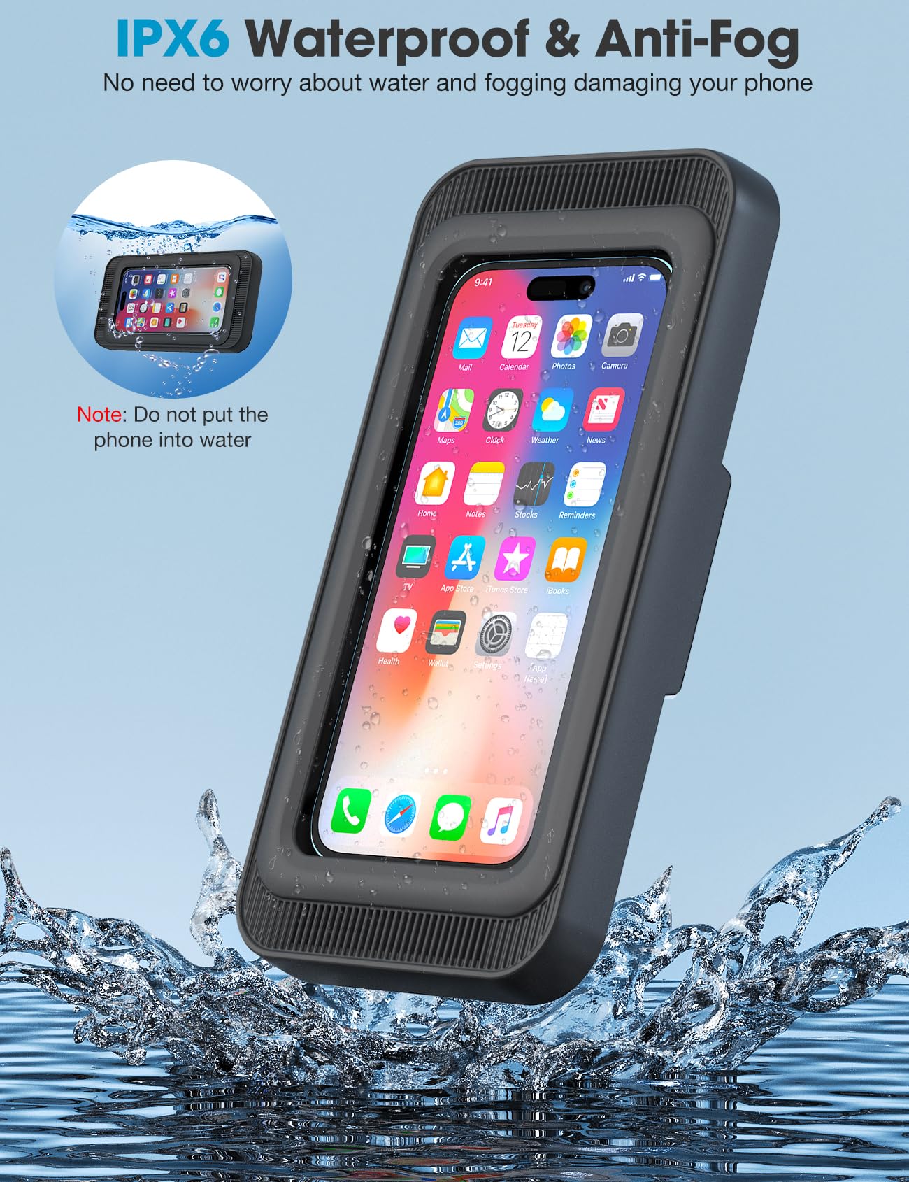 KUNSLUCK Waterproof Shower Phone Holder with 480° Rotation - Universal Wall Mount Stand for iPhone, Samsung & 4-7