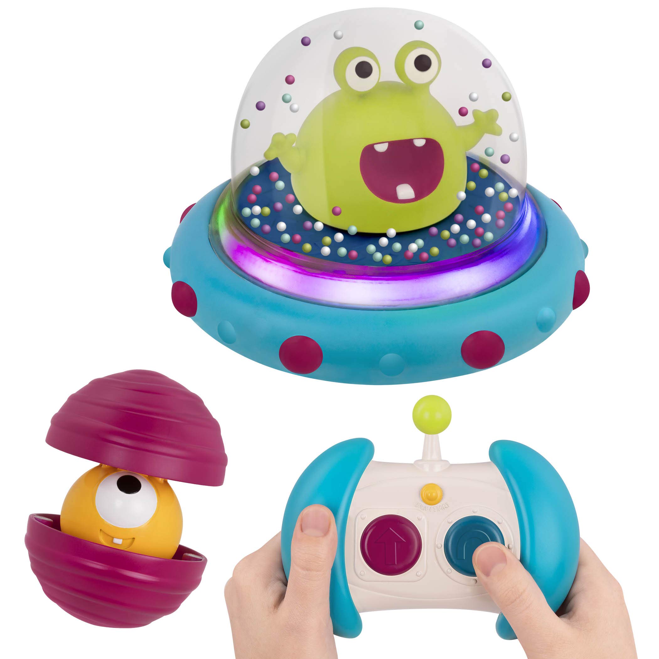 B. Toys Remote Control Car - RC Spaceship Toy Bumper Car with Lights & Sounds for Toddlers & Kids 12+ Months - Interactive Space Vehicle for Indoor & Outdoor Play - Perfect Birthday Gift for Boys & Girls
