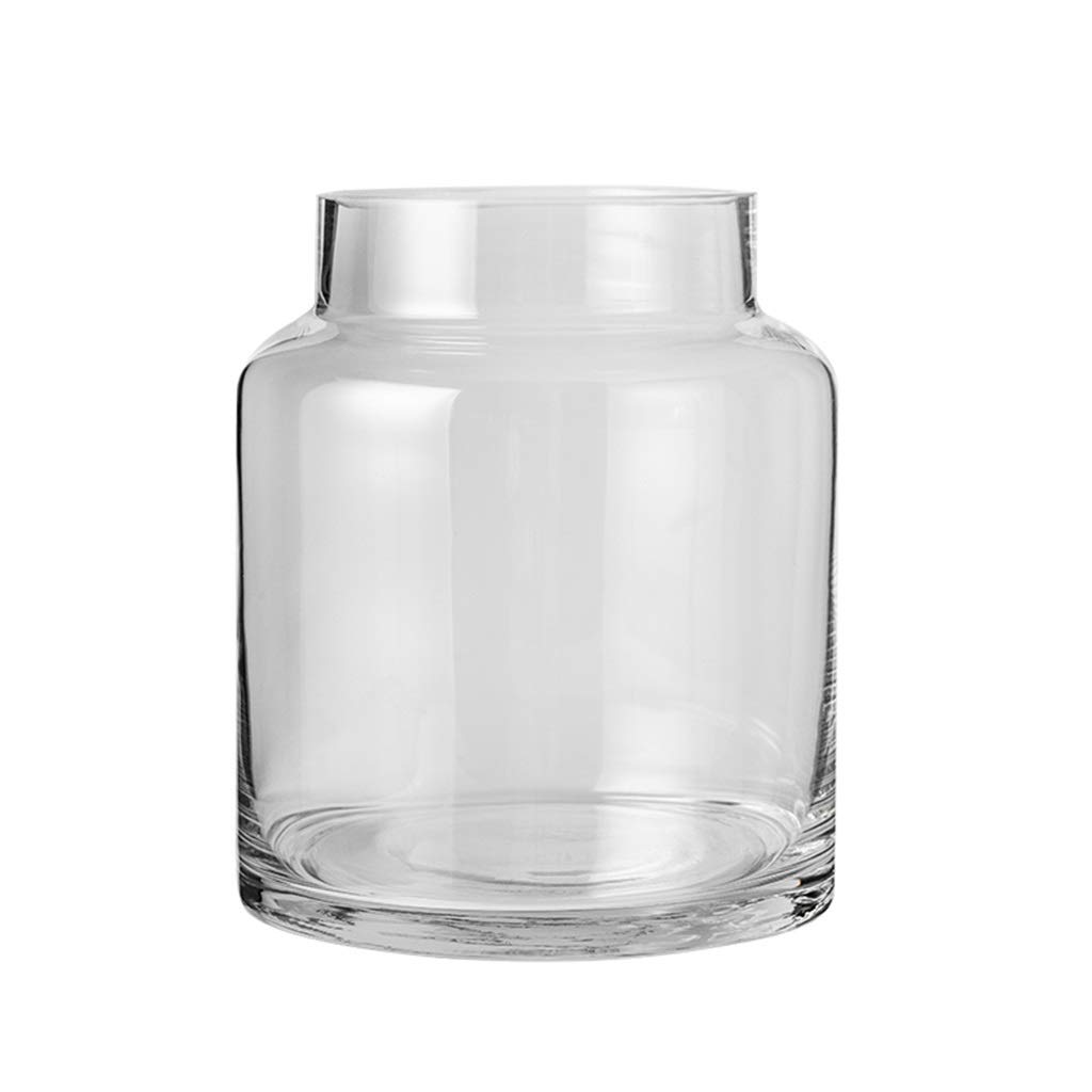 Nordic Modern Handmade Glass Wedding Vase - Thickened Large Opening Flower Vase for Home Décor, Sofa & Window Display (Gray/Clear, 15x15x18cm) - Perfect for Weddings, Living Room Centerpieces & Boho Chic Decor