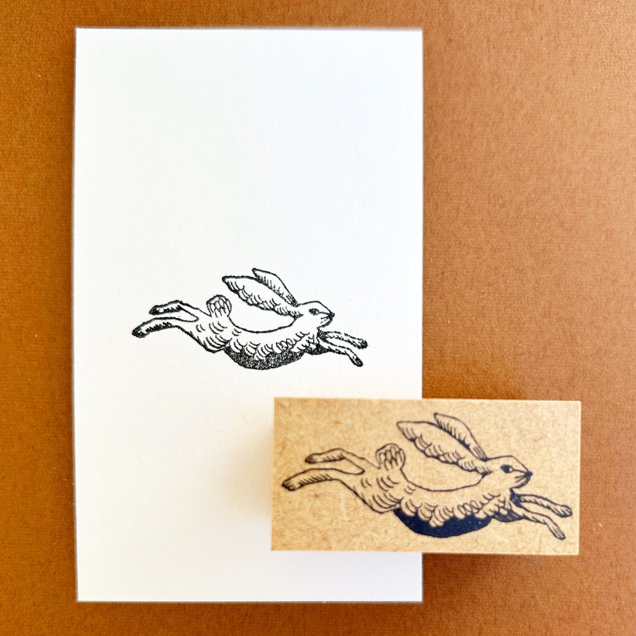 Kinotorico Wooden Rubber Stamp - White Rabbit Design for DIY Crafts, Scrapbooking & Card Making | Handmade Stamps for Art Projects & Gift Wrapping