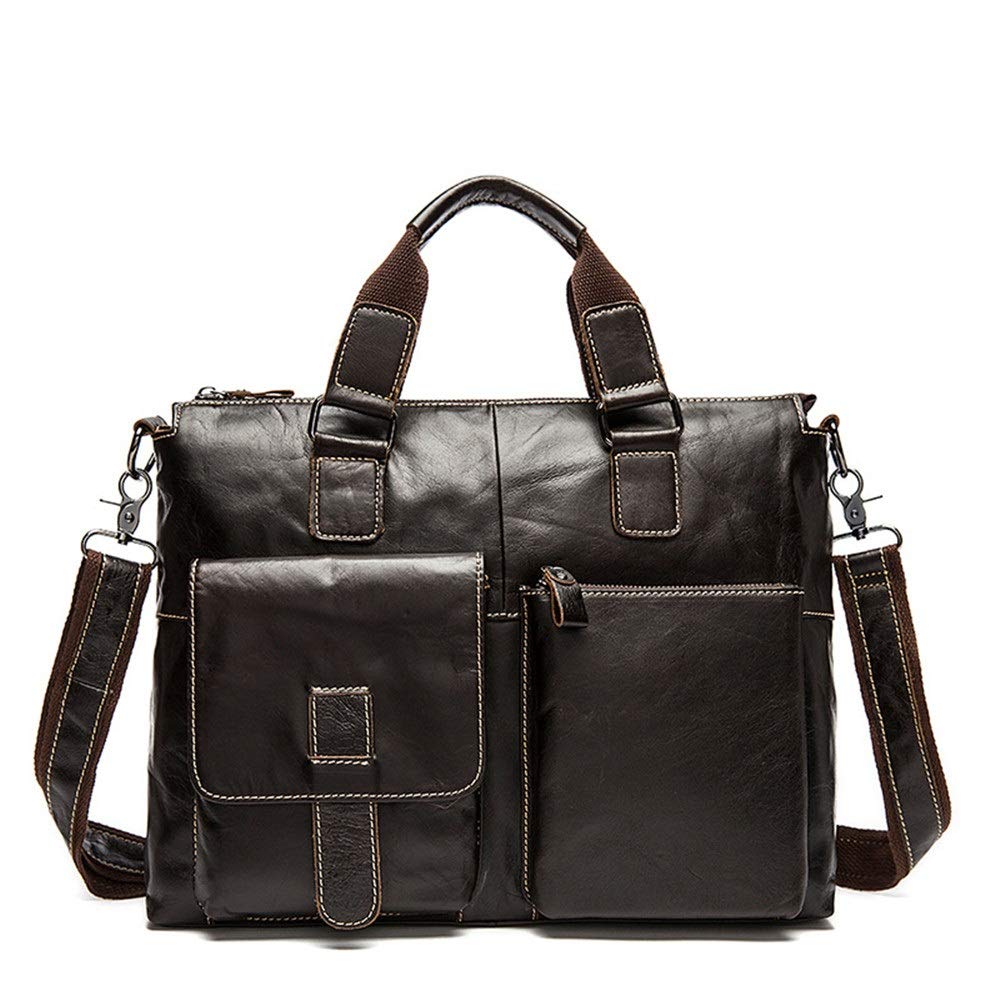 HTTKSE Men's Leather Laptop Messenger Bag - 15.6 Inch Business Briefcase for Work, Travel & School - Stylish Dark Brown Computer Bag for Professionals & Students - Perfect for Office, Commuting & Business Trips