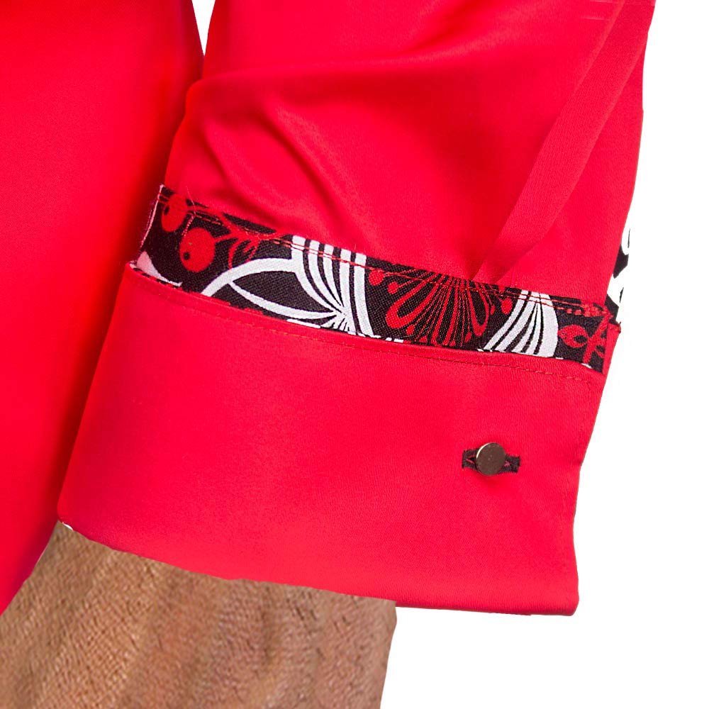 Premium Bright Red & Black French Cuff Dress Shirts for Men - 100% Cotton Formal Business Attire - Made in USA - Perfect for Weddings, Office Meetings & Special Occasions
