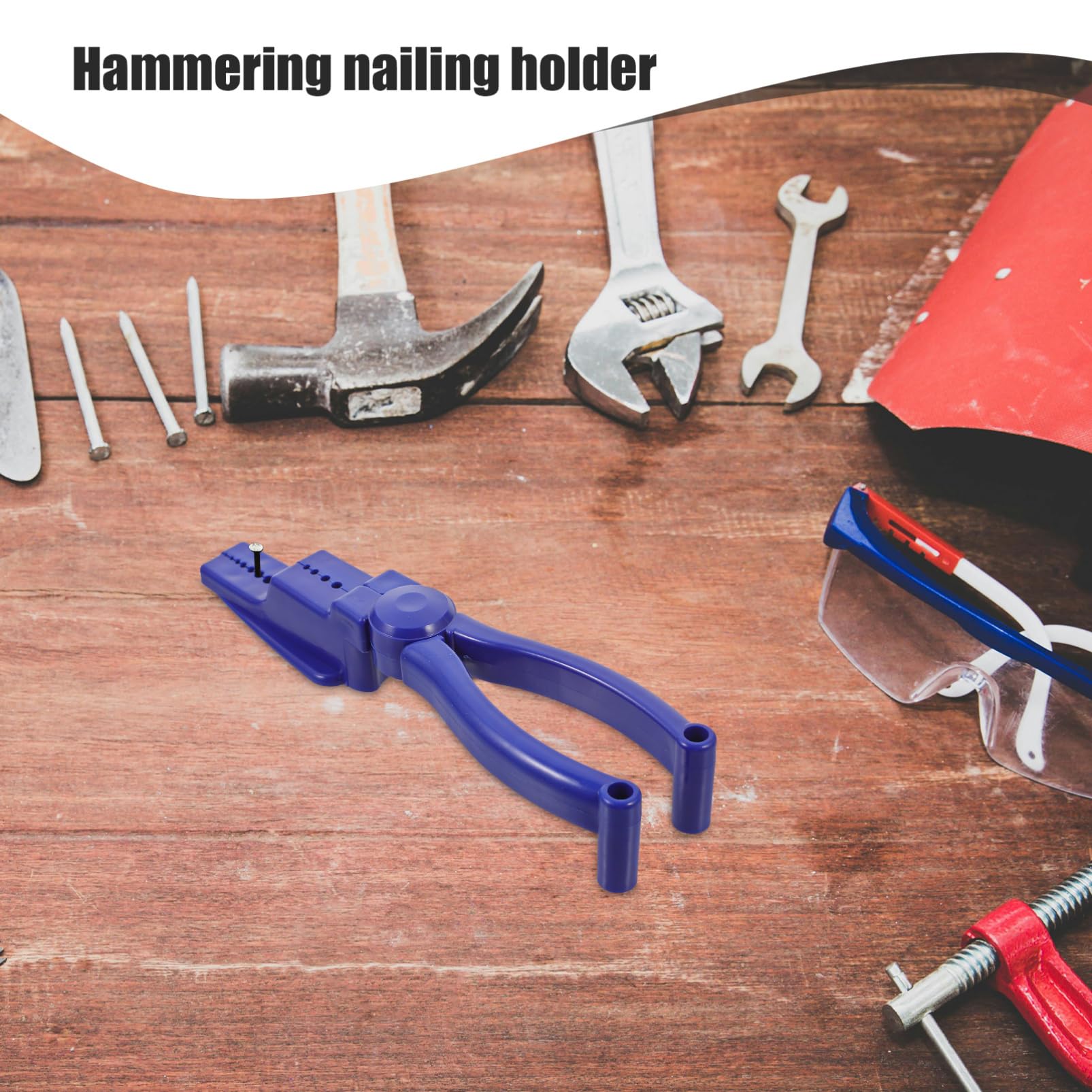 Gadpiparty 4-Piece Nail Clamp Pliers Set with Nail Holes - Heavy Duty Nail Holder Pliers for Hammering, Nailing, and Fixing - Protective Guide Tool for Woodworking, Carpentry, and DIY Projects