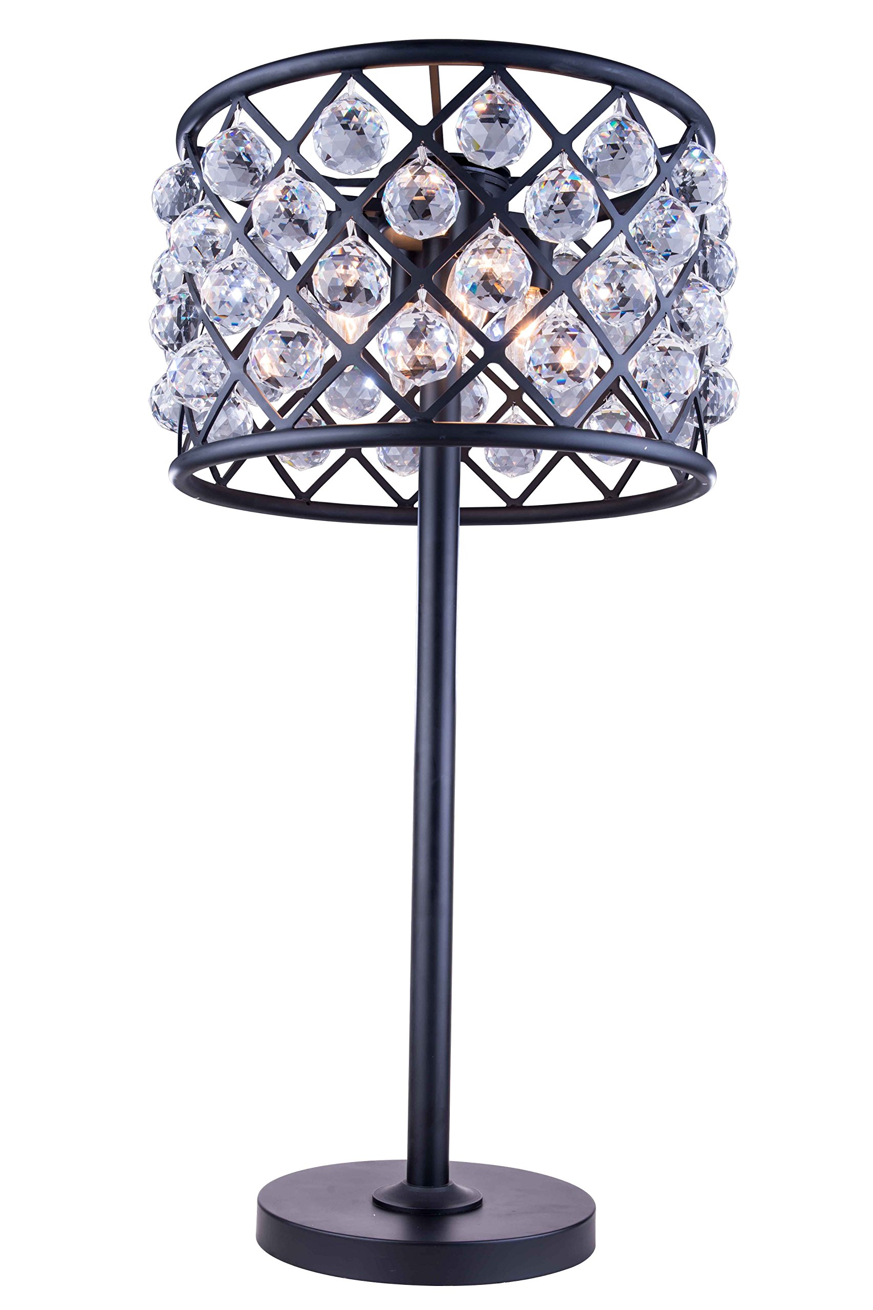 Riley Collection 3-Light Crystal Table Lamp with Foot Switch - 15.5