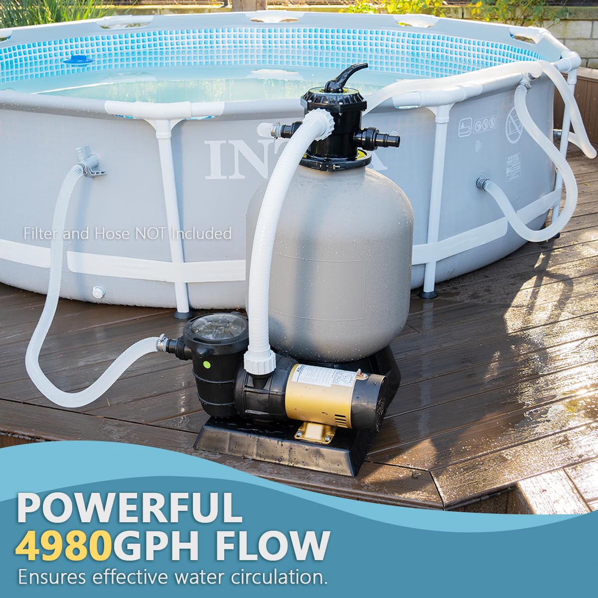 XtremepowerUS 1.5 HP 2-Speed Variable Swimming Pool Pump - High Flow Above Ground Pool Pump with Large Strainer & Slip-On Fitting Set | Perfect for Inground & Above Ground Pools, Water Circulation, Filtration & Maintenance