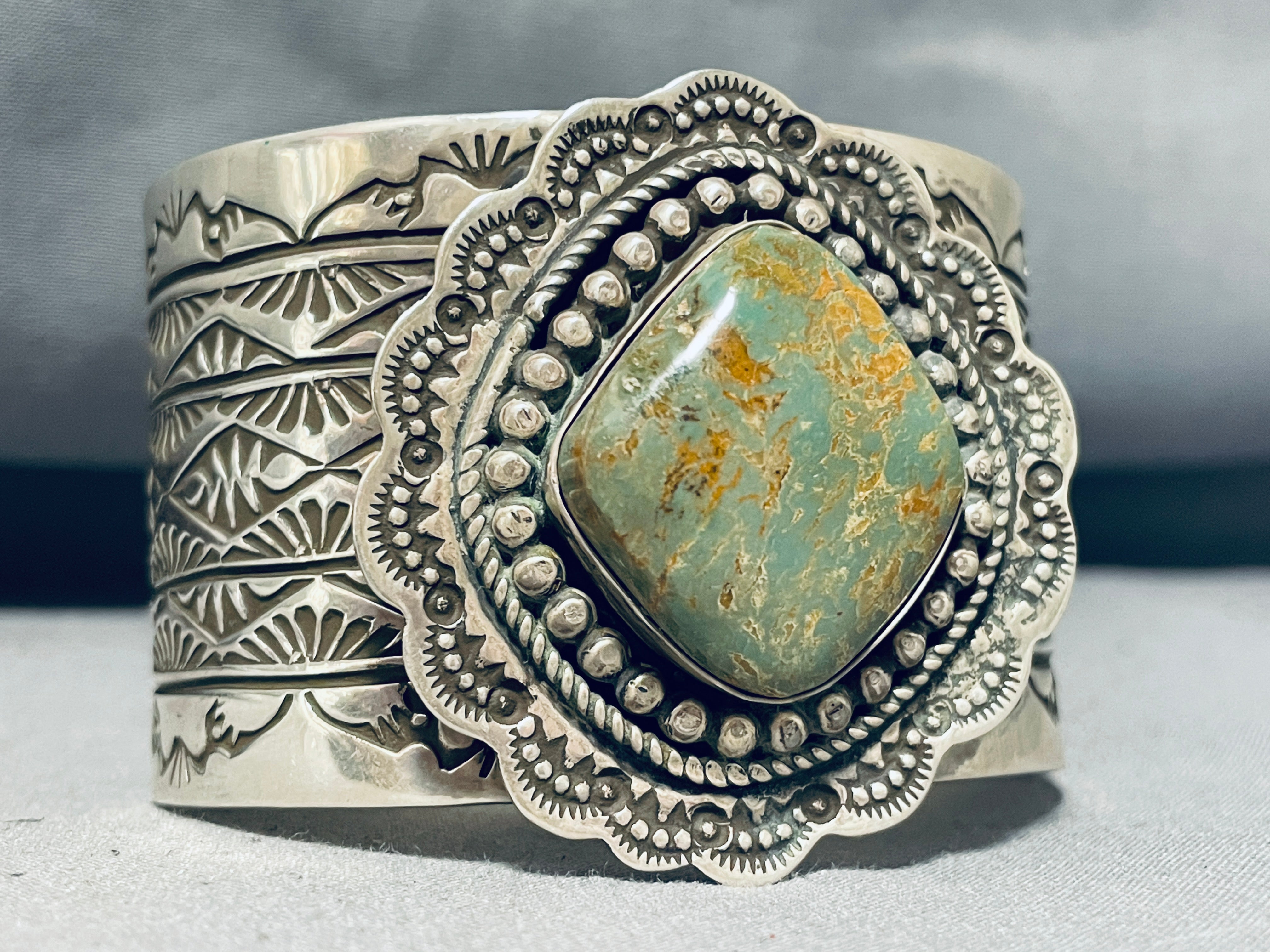 132 Grams Authentic Navajo Royston Turquoise Sterling Silver Handmade Signed Bracelet - Perfect for Boho Fashion, Native American Jewelry Collectors & Gift Giving