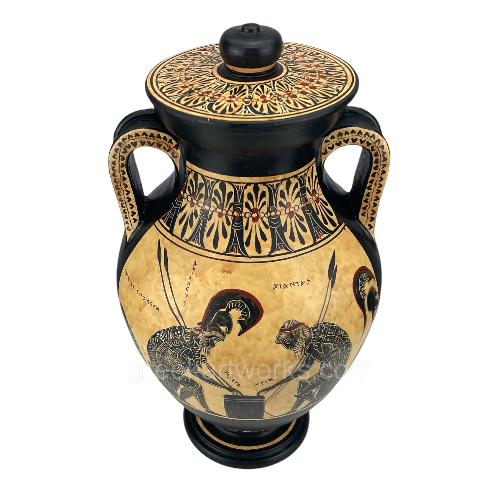 Handmade Achilles & Ajax Ancient Greek Amphora Vase Replica - Museum-Quality Ceramic Art for Home Decor, Wedding Gift & Greek Mythology Lovers