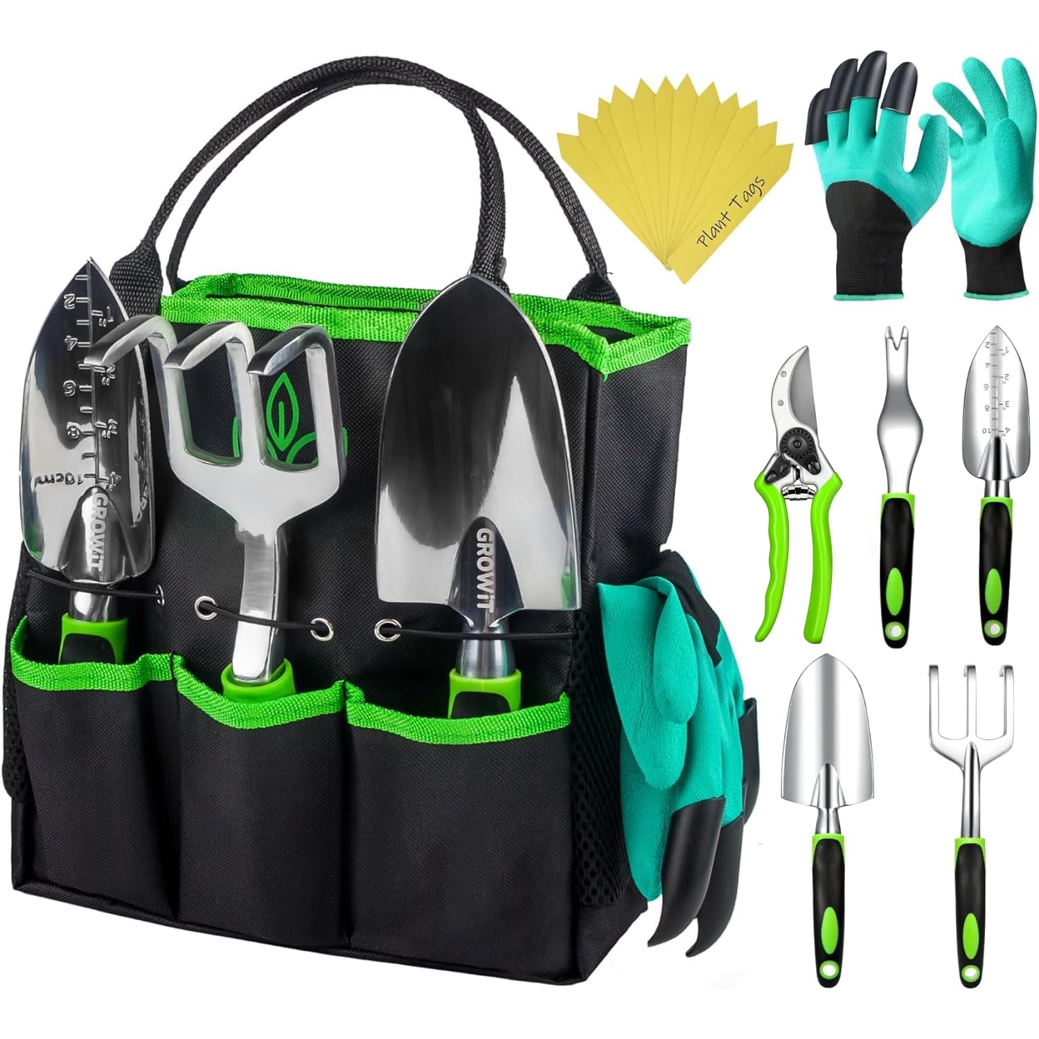 GROWIT Heavy Duty 22-Piece Gardening Tool Set - Ergonomic & Durable Garden Tools for Women, Men & Mom - Perfect for Planting, Weeding & Landscaping