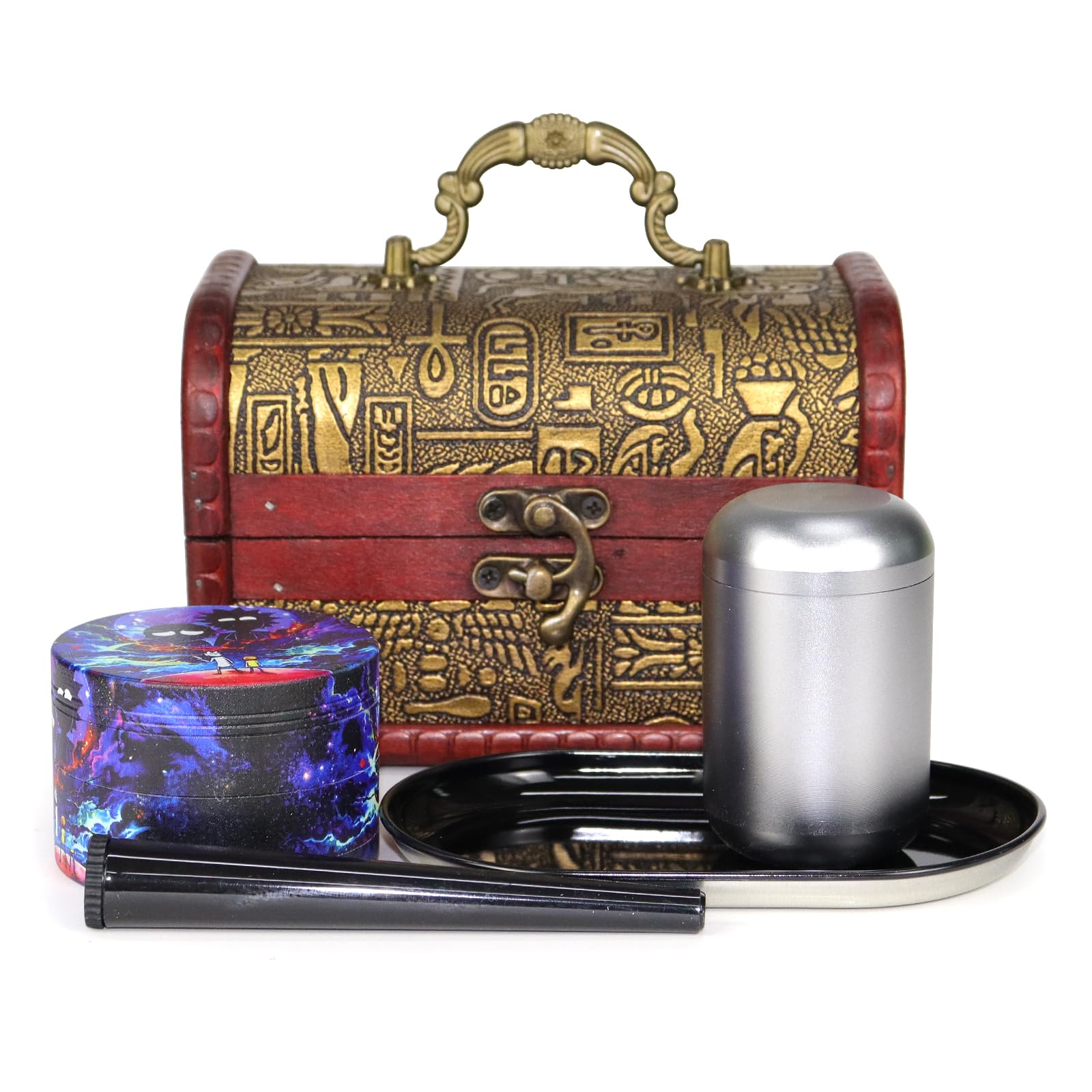 Vintage Style Spice Grinder Set with 3 Blades & Storage Jar - Perfect for Kitchen, Coffee, Herbs & Spices - Ideal for Home Chefs & DIY Seasoning Blends