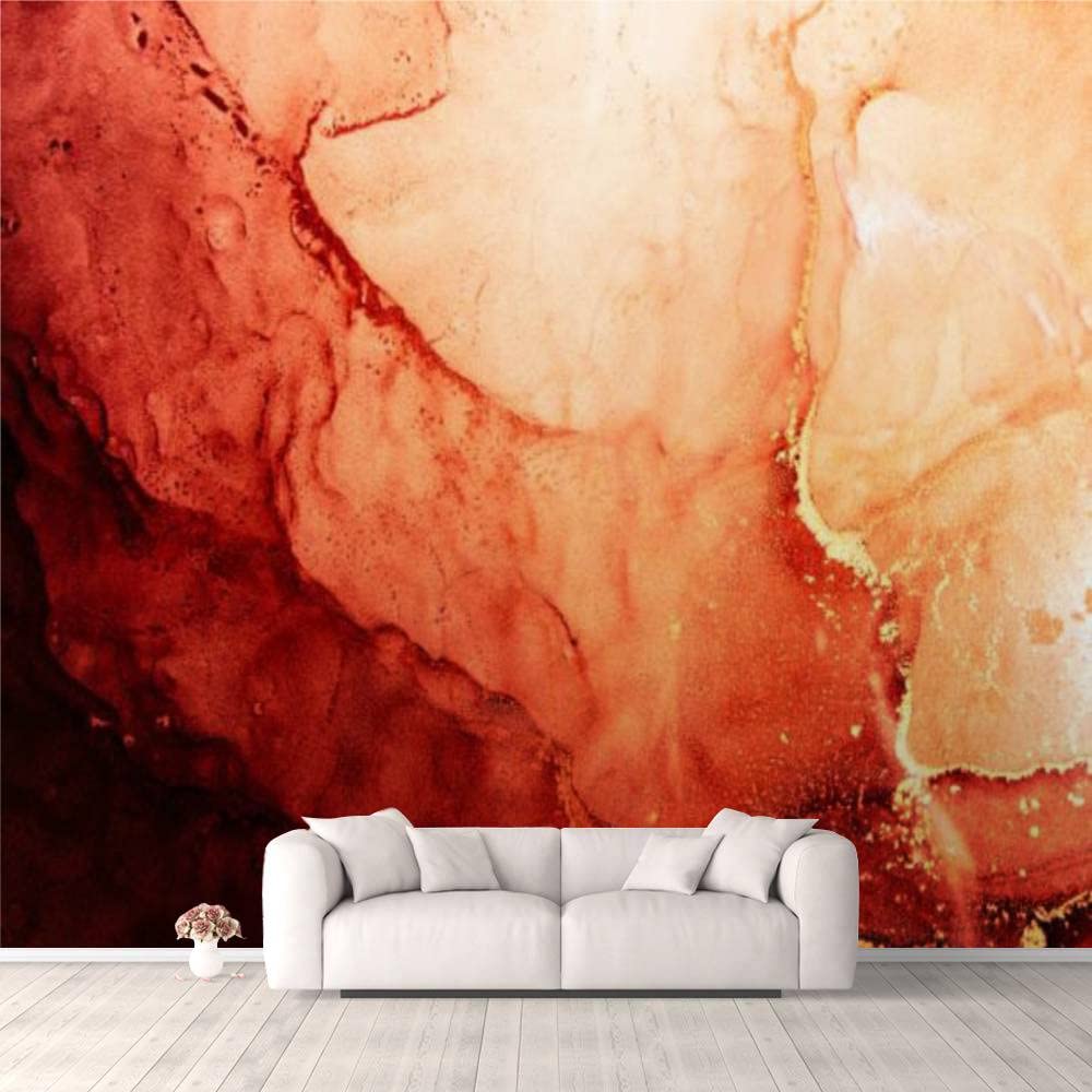 3D Self-Adhesive Wallpaper - Red Ink Water Marble Texture with Volcanic Lava Design | Peel and Stick Wall Mural for Bedroom, Living Room, Dorm Decor | Easy DIY Wall & Ceiling Sticker for Wardrobe & Furniture Makeover | Perfect for Home Renovation, Apartment Upgrades & Stylish Interior Design