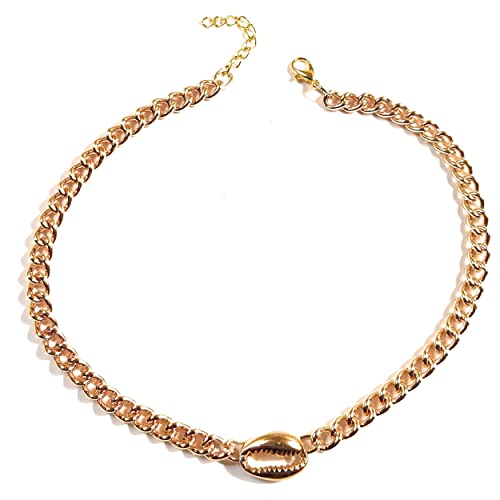 Puka Shell Cuban Link Anklet Extender Chain - 12 Inch XL Gold Ankle Bracelet for Women - Perfect for Beach, Boho Fashion & Summer Outfits