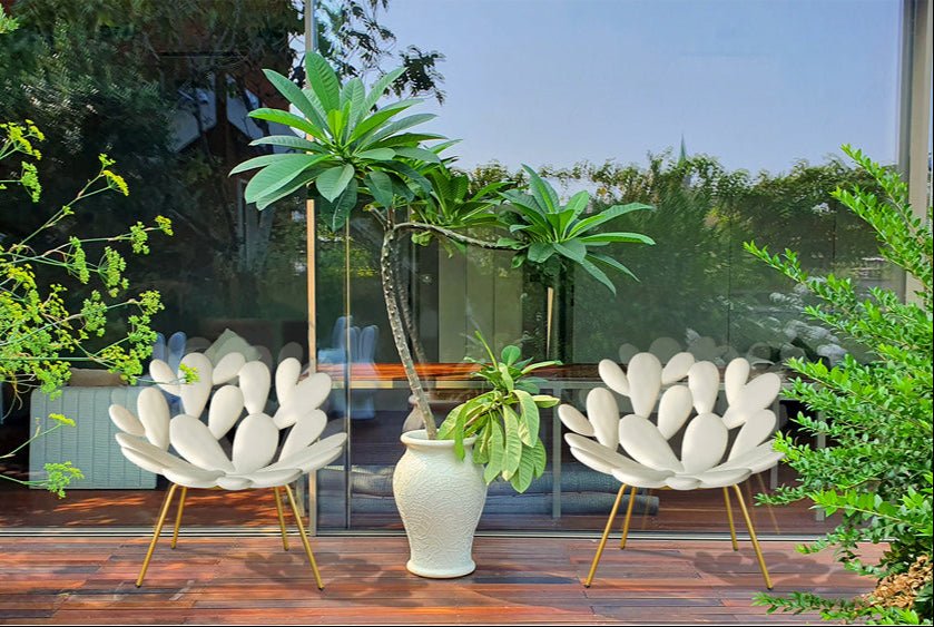 Qeeboo Filicudi Armchair with Brass Frame - Modern Luxury Lounge Chair for Living Room, Office & Hotel Decor