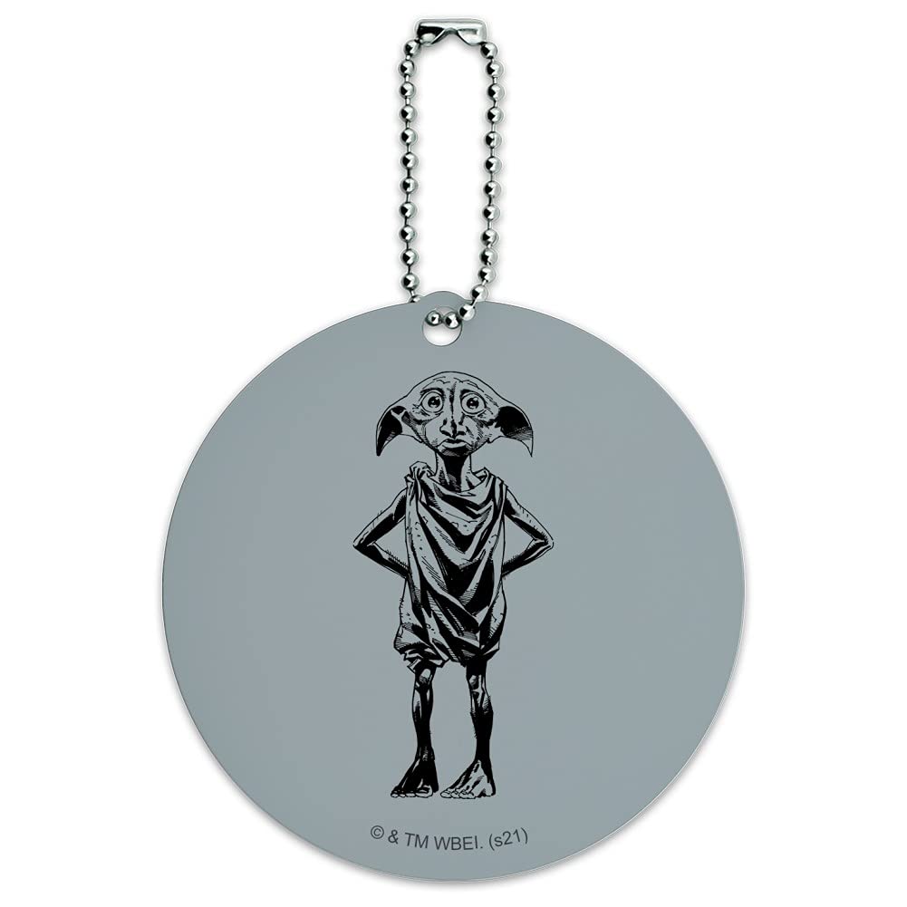 Harry Potter Dobby Round Luggage ID Tag - Personalized Suitcase Name Tag for Carry-On Bags - Perfect for Travel, Cosplay & Harry Potter Fans