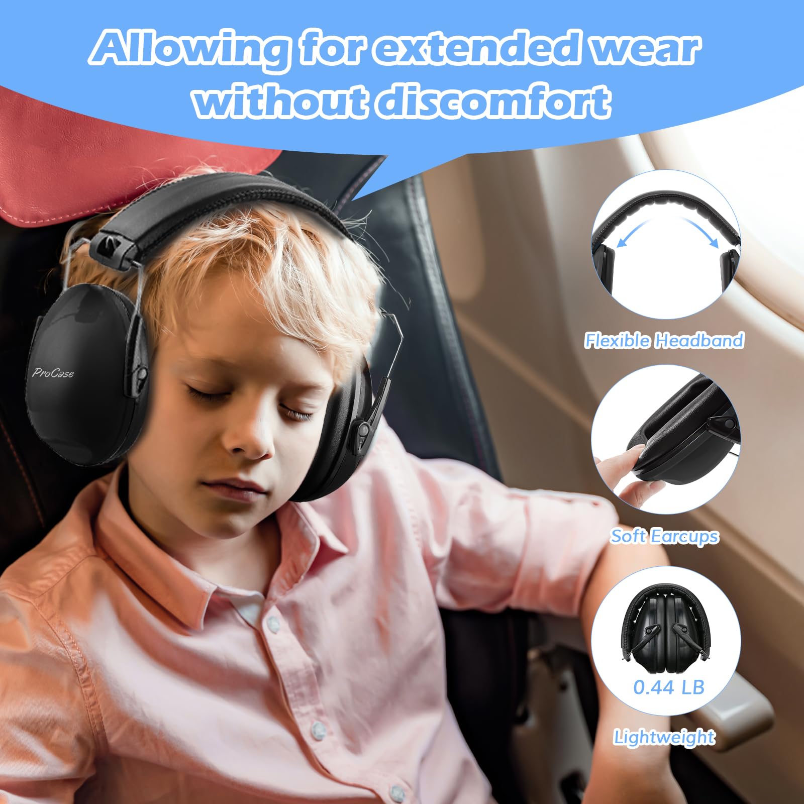 ProCase Kids Noise Cancelling Headphones with 27dB SNR, Toddler Ear Protection for Concerts, Fireworks, Shooting & Air Shows - 2 Pack (Blue & Black) - Perfect for Travel, School & Sensory-Friendly Activities