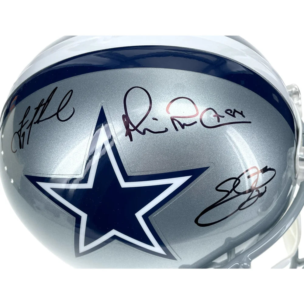 Authentic Dallas Cowboys Triplets Signed Full-Size Helmet - Troy Aikman, Michael Irvin, Emmitt Smith with JSA BAS COA - Perfect for NFL Memorabilia Collectors and Cowboys Fans Display