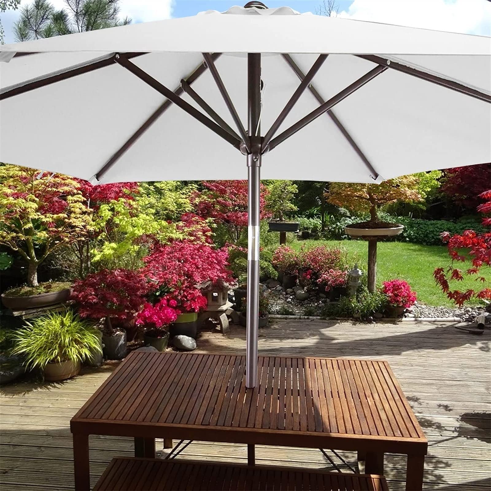 7.5ft Outdoor Patio Umbrella with Push Button Tilt & Crank - Heavy Duty Market Umbrella for Backyard, Poolside, and Beach Use