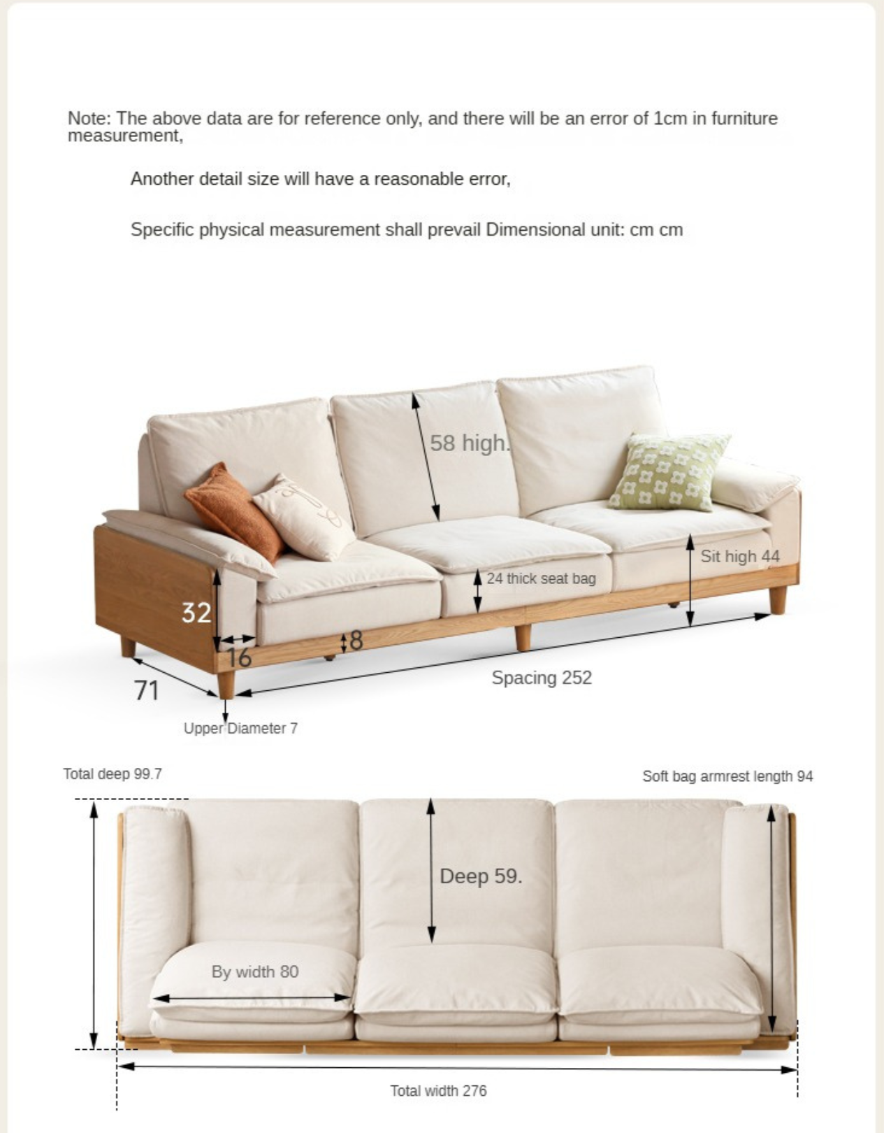 Solid Oak Wood Straight Sofa - Modern & Durable Hardwood Sofa for Living Room, Office, or Lounge - Perfect for Home Decor and Comfortable Seating