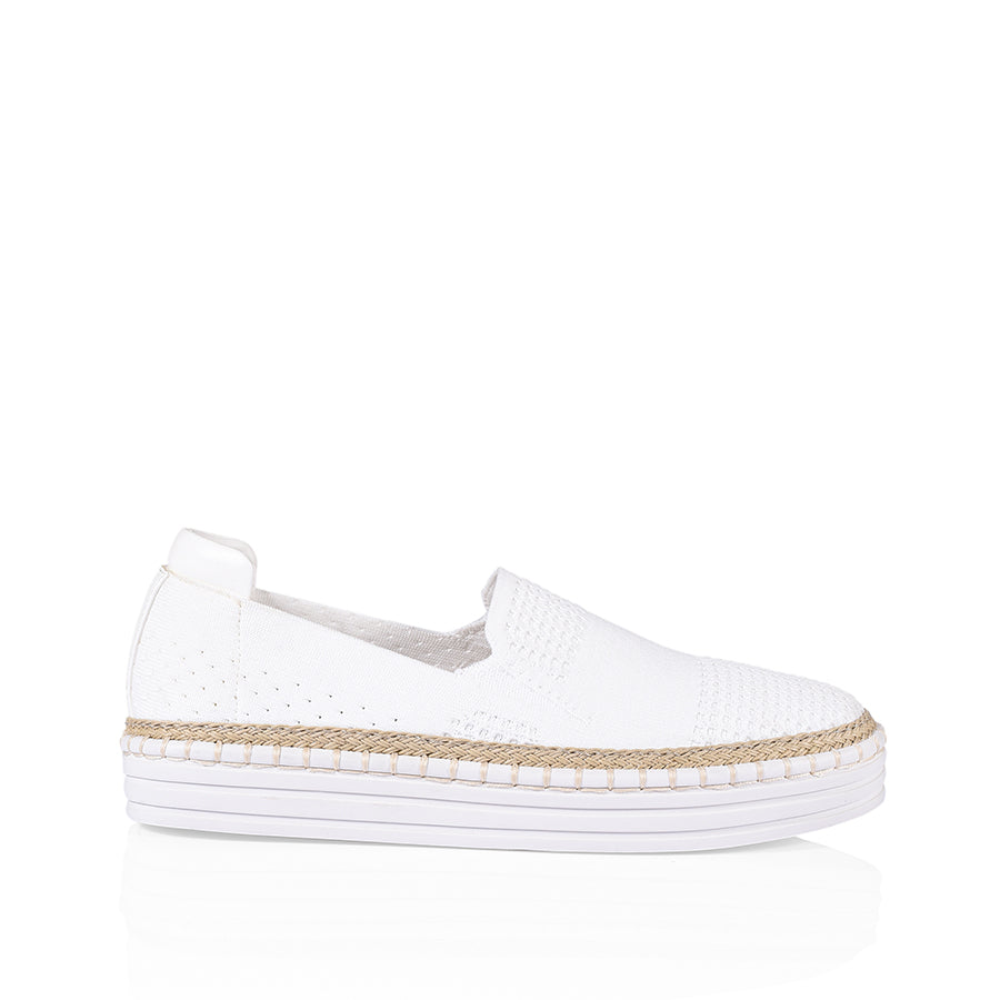 Comfortable Women's Queen Slip On Sneakers - Breathable White Knit Casual Shoes for Walking, Travel & Everyday Wear