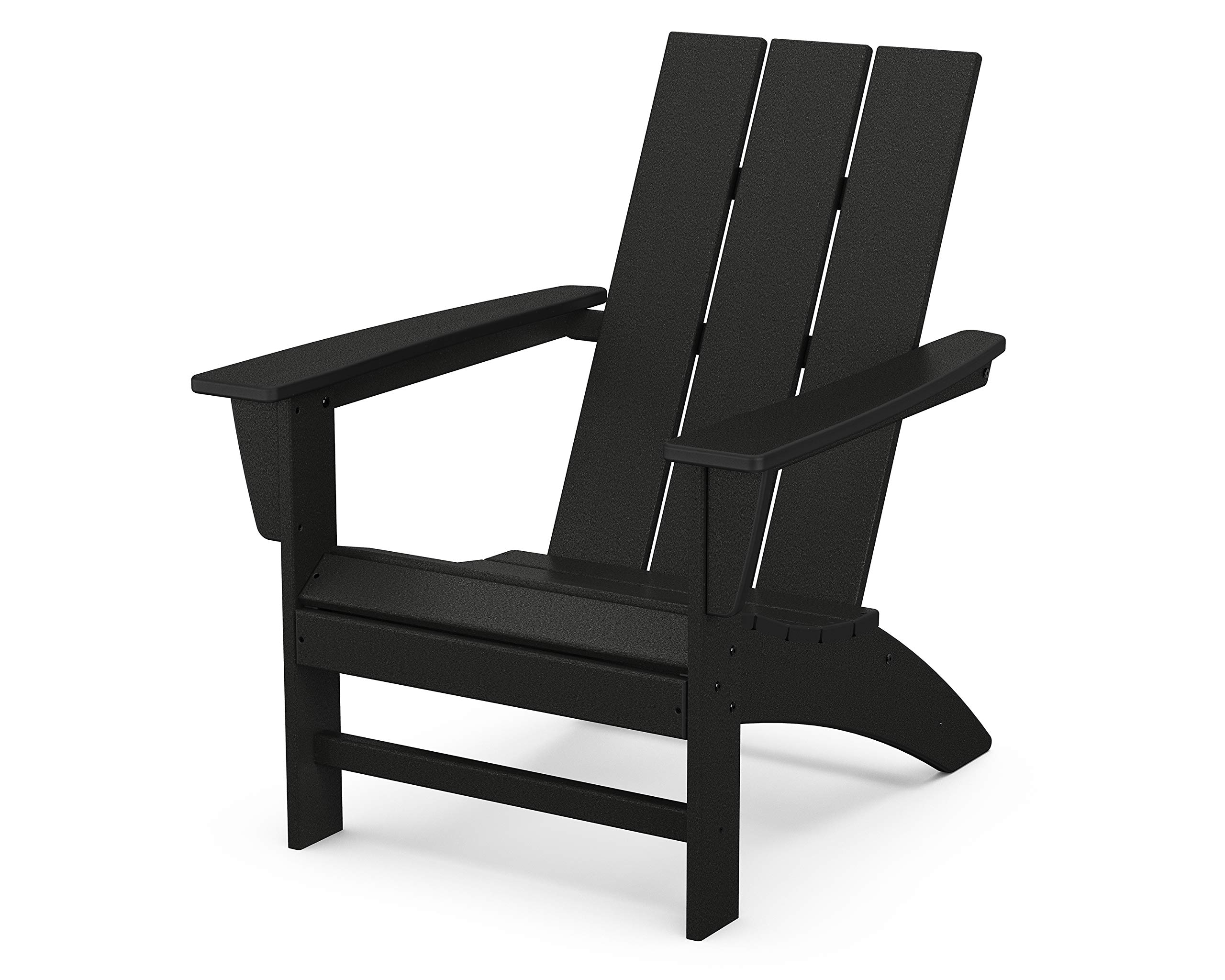 POLYWOOD AD420BL Modern Adirondack Chair - Durable Outdoor Furniture for Patio, Garden, Poolside - Weather-Resistant Black Plastic Chair for Relaxing & Lounging