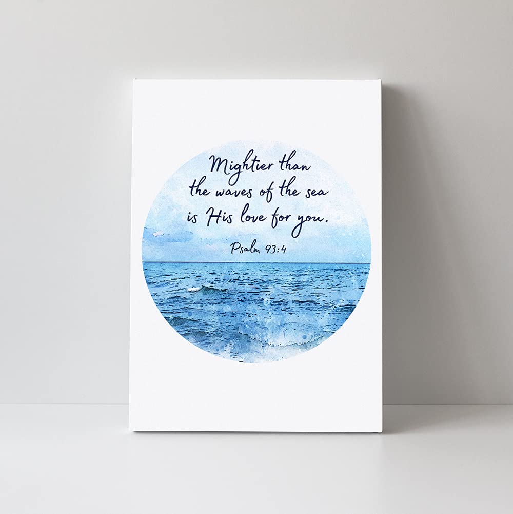 TJ Originals Christian Scripture Wall Art - Religious Bible Verse Quotes Canvas Print - Psalm 93:4 Inspirational Home Decor for Living Room, Bedroom - Perfect Gift for Women, Housewarming, Christian Families - Faith-Based Wall Decor for Prayer Rooms & Church Spaces