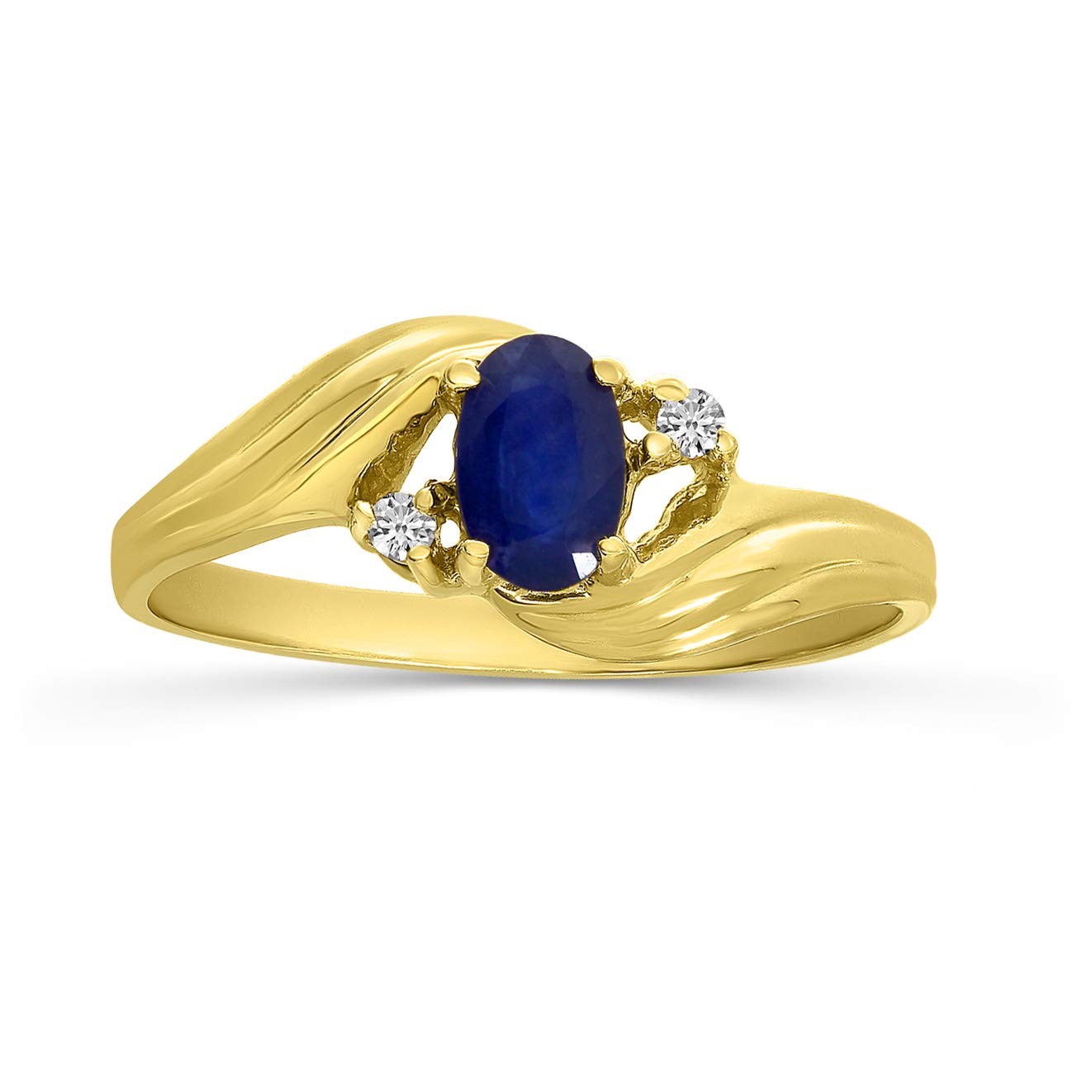 14K Yellow Gold Sapphire and Diamond Ring for Women - Elegant Engagement, Wedding, or Anniversary Jewelry Gift