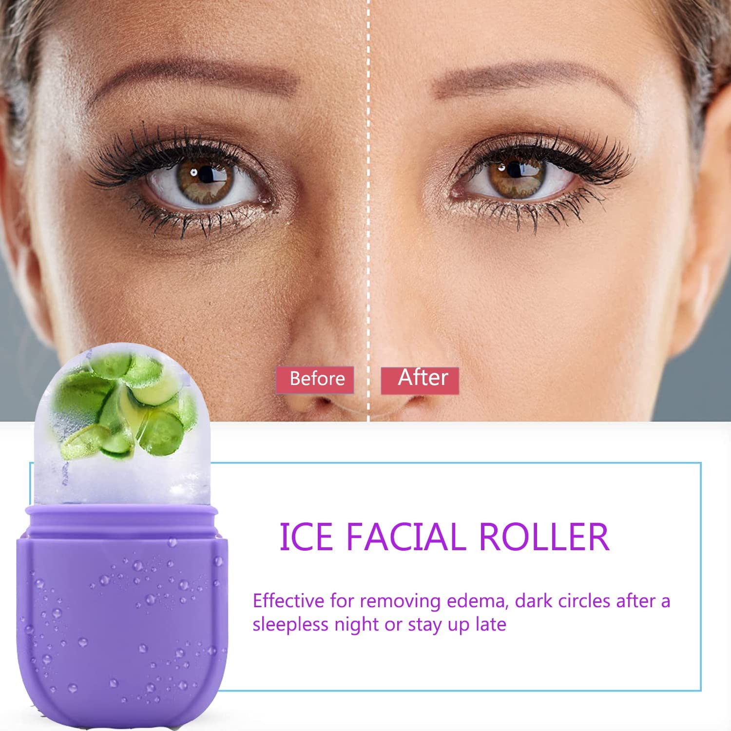 Upgraded M-SIS Ice Roller for Face & Eye Relief - Cooling Facial Massage Tool for Puffiness, Wrinkles & Skin Tightening - Gua Sha Ice Cube & Silicone Mold for At-Home Spa & Beauty Routine