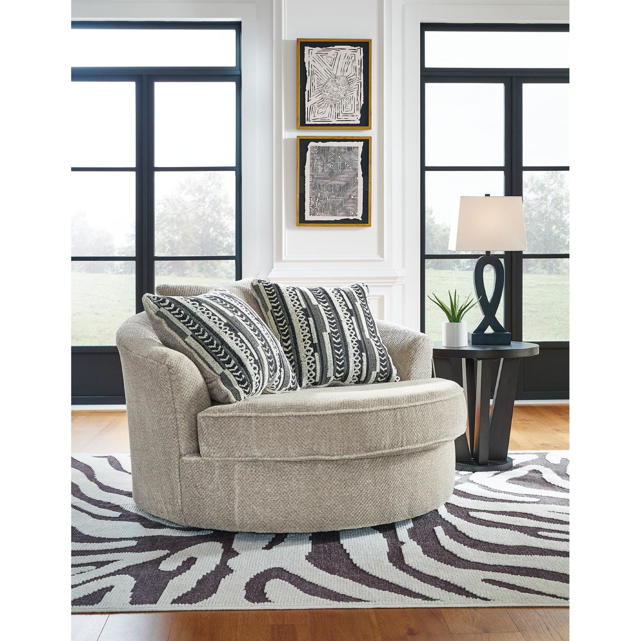 Calnita Swivel Chair with Sisal Upholstery - 360 Degree Rotating Office Chair for Home & Workspace - Ergonomic Design for Comfortable Sitting All Day