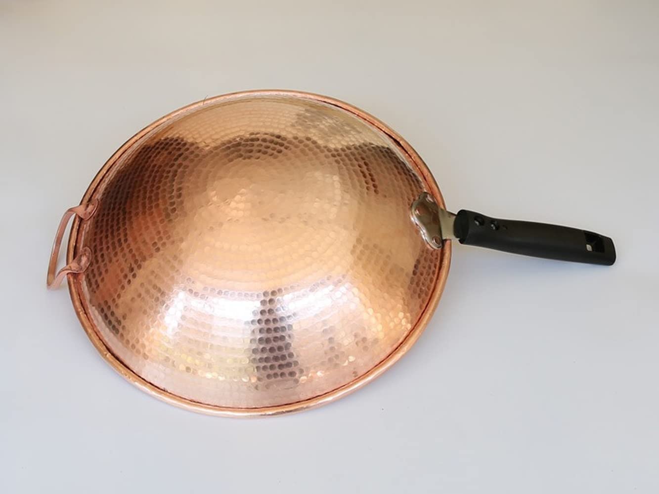 Handmade Pure Copper Wok & Cooking Pot - Thick Heavy Duty Flat Bottom Copper Pan for Healthy Cooking | Large Round Bottom Copper Pot for Stir Fry, Saute, Deep Frying | Perfect Copper Cookware Gift Set for Chefs & Home Kitchens