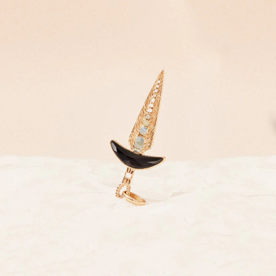10K Gold Black Onyx Dagger Charm Pendant - Gothic Jewelry for Men & Women, Perfect for Necklaces, Bracelets & Alternative Fashion Accessories