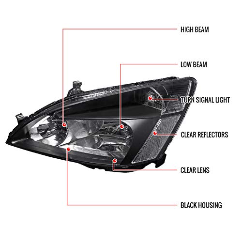03-07 Honda Accord JDM Black Headlights & Driving Lamps Replacement Pair - Upgrade for Night Driving & Style Enhancement