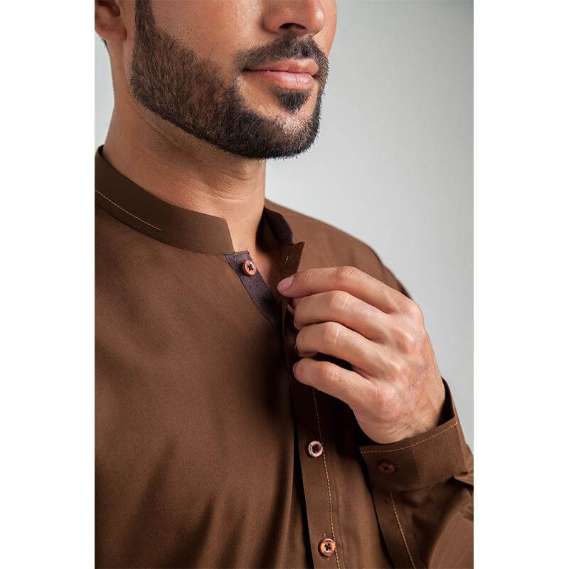 Stylish Brown Designer Salwar Kameez with Modern Mandarin Collar - Perfect for Weddings, Parties & Festive Occasions