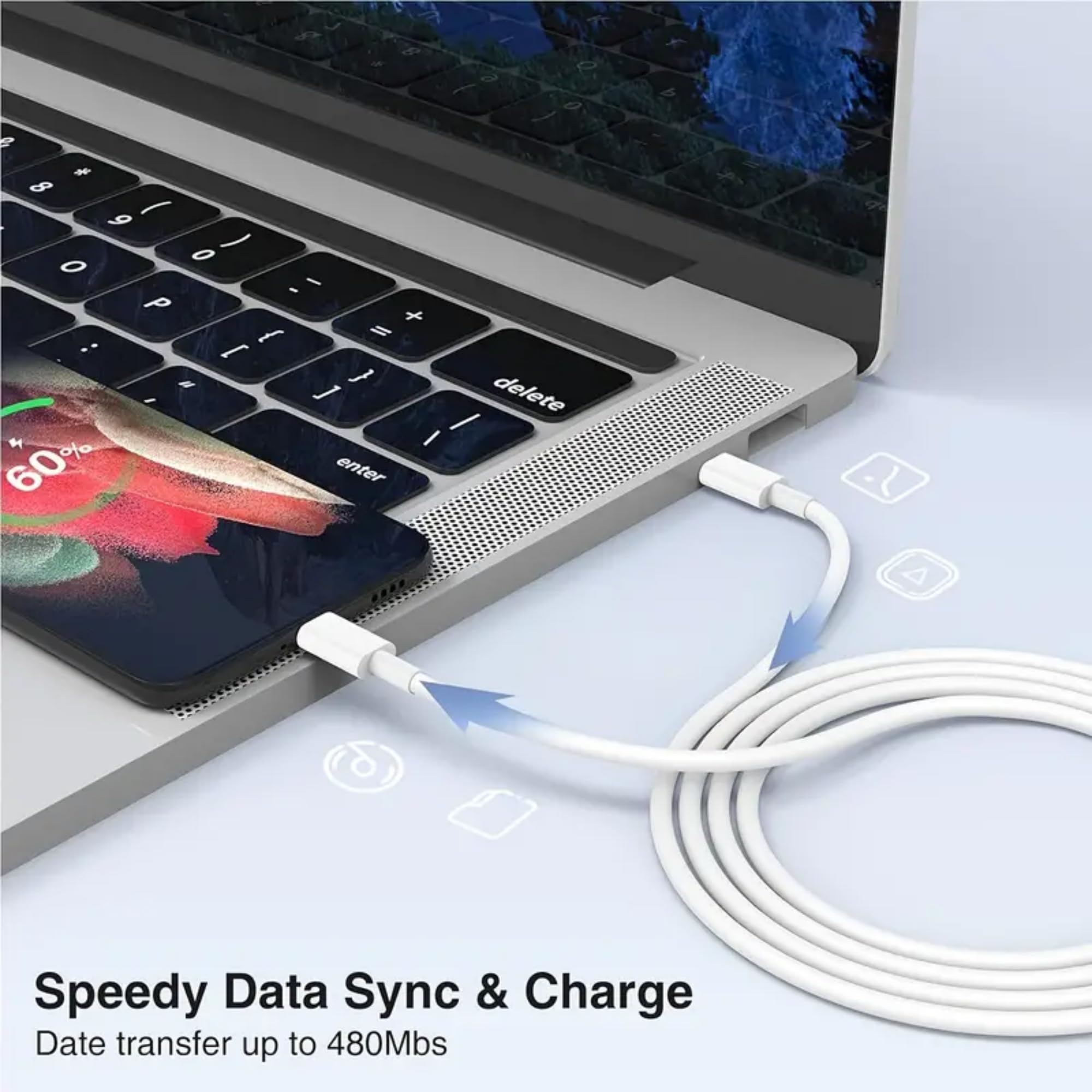 3-Pack USB C to USB C Cable (3.3FT/6.6FT/10FT) - 60W Fast Charging & Power Delivery - Compatible with iPhone 15/16, Galaxy S24, iPad Pro, MacBook - Perfect for Home, Office & Travel Charging