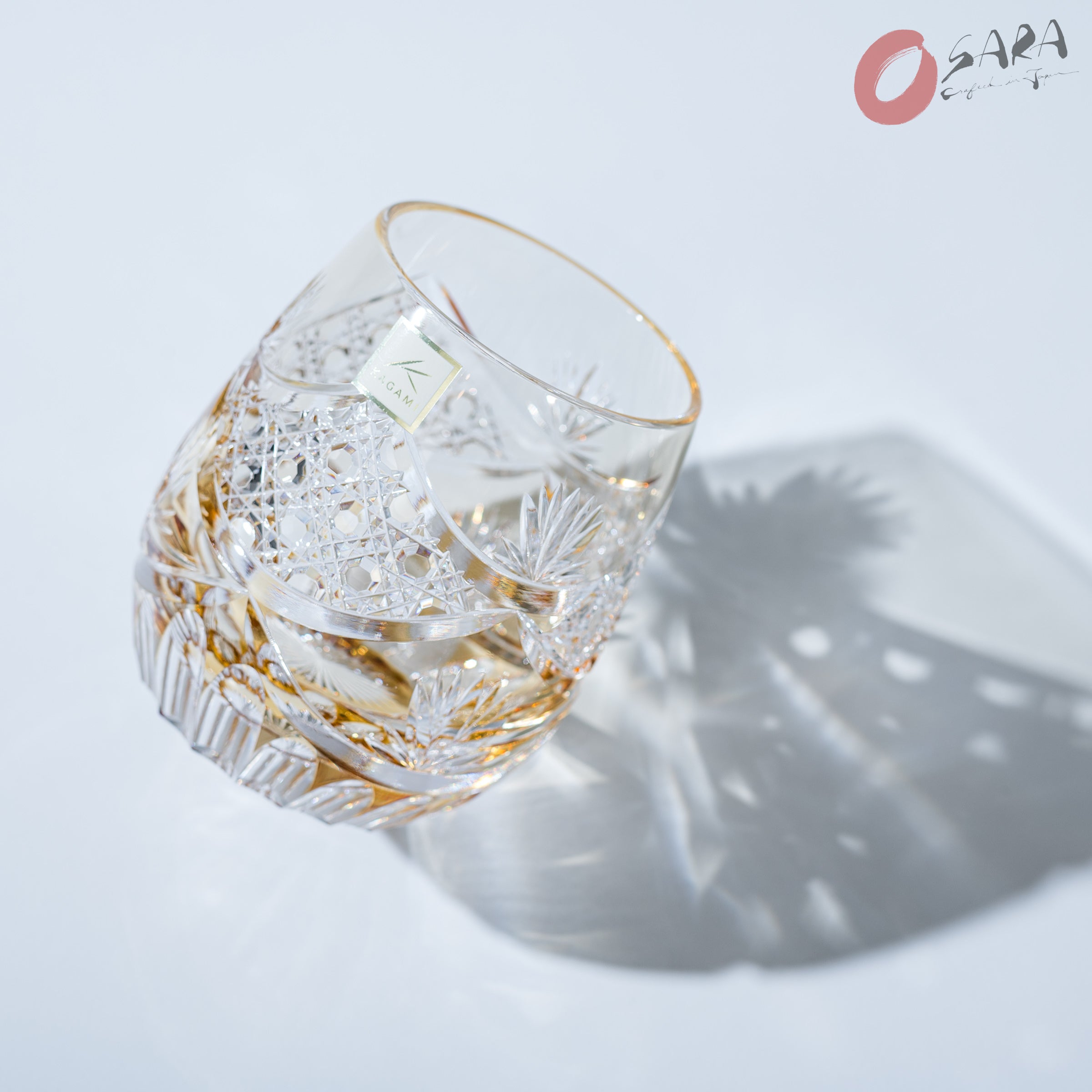 Premium KAGAMI Crystal Whiskey Glasses - Evening Calm Design, Elegant Japanese Cut Glass Tumblers for Scotch, Bourbon & Cocktails - Perfect for Home Bars, Dinner Parties & Gift Giving