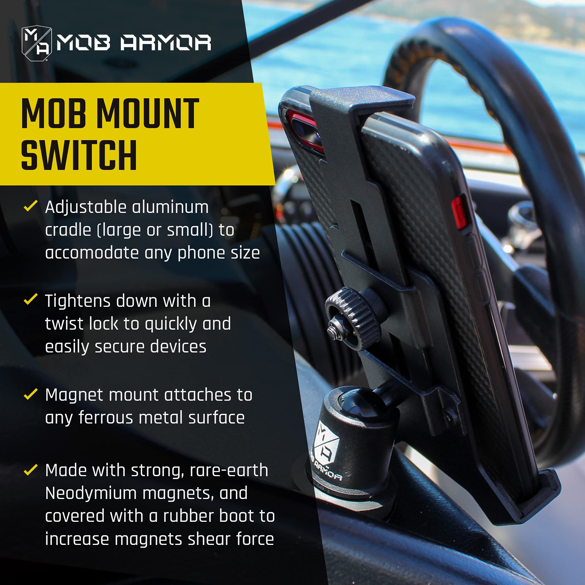 Heavy Duty Magnetic Phone Mount for Car - Universal Car Phone Holder for iPhone & Android, Strong Magnet for Off-Road & Commercial Vehicles, Durable Cell Phone Car Accessories for Women & Men - Perfect for Road Trips, Commuting & Hands-Free Navigation