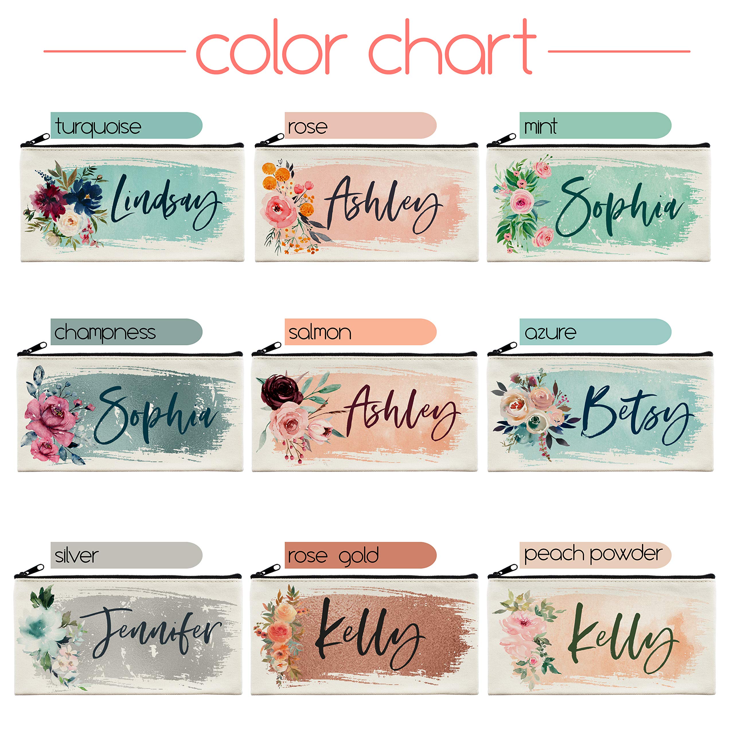 Personalized Monogrammed Makeup Bag for Women - Custom Cosmetic Pouch with Name - 9 Color Options - Perfect Bridesmaid Proposal Gift, Bachelorette Party Favor & Travel Essential