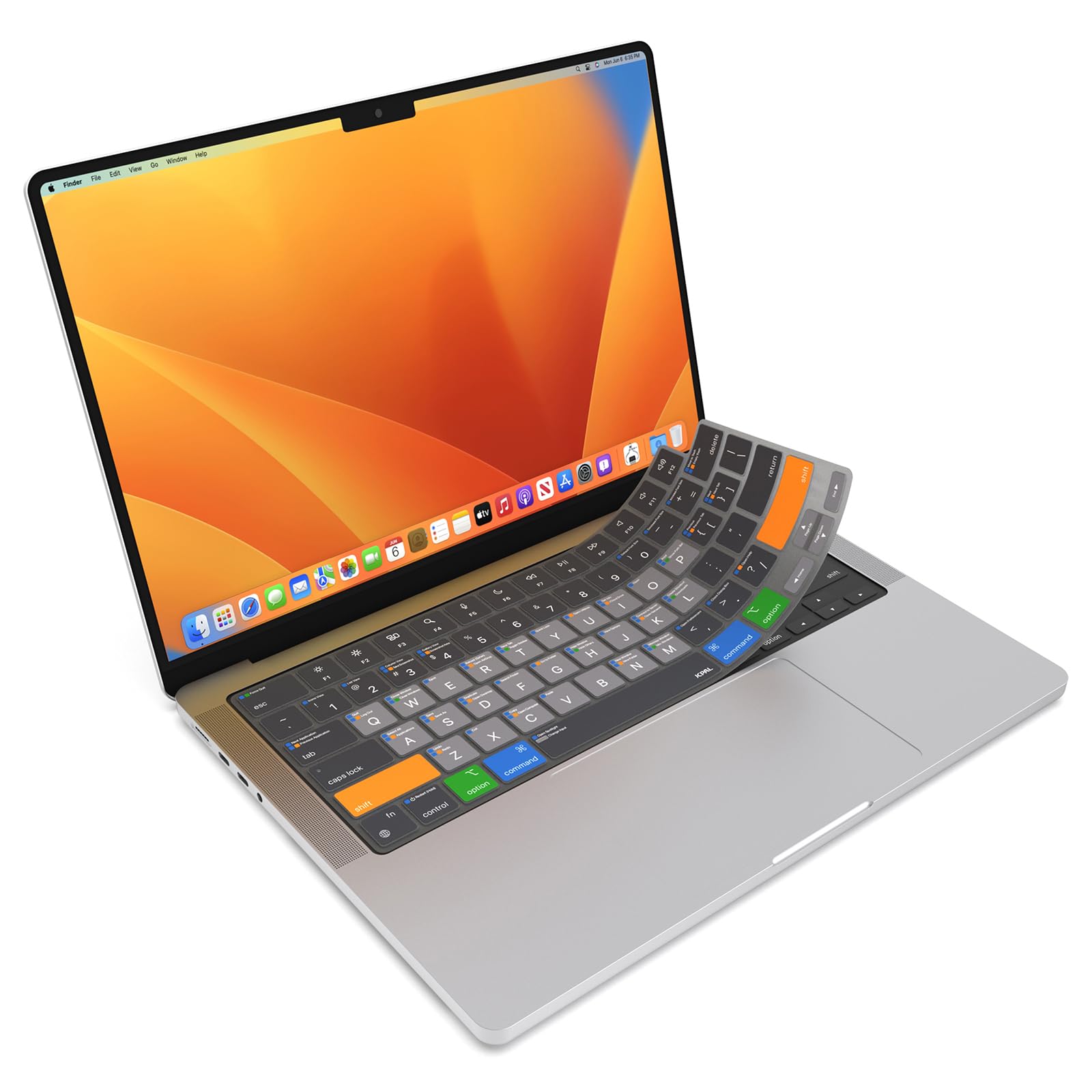 JCPal MacBook Keyboard Cover with Shortcut Guide - Compatible with MacBook Pro 14