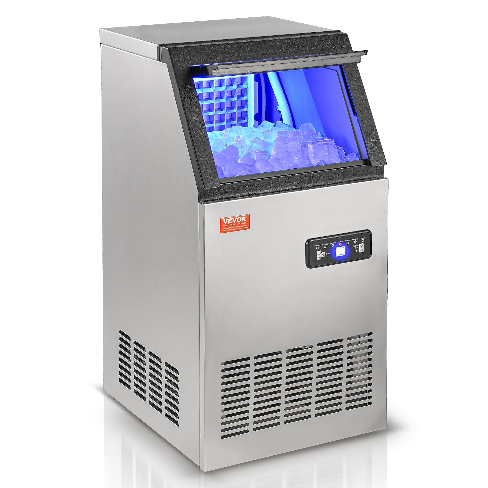 VEVOR Commercial Ice Maker Machine 100LBS/24H with 28LBS Storage - Fast 40 Ice Cubes in 12-15 Mins - Perfect for Bars, Restaurants, Home & Office Use - Countertop Ice Machine for Cocktails, Beverages & Food Display