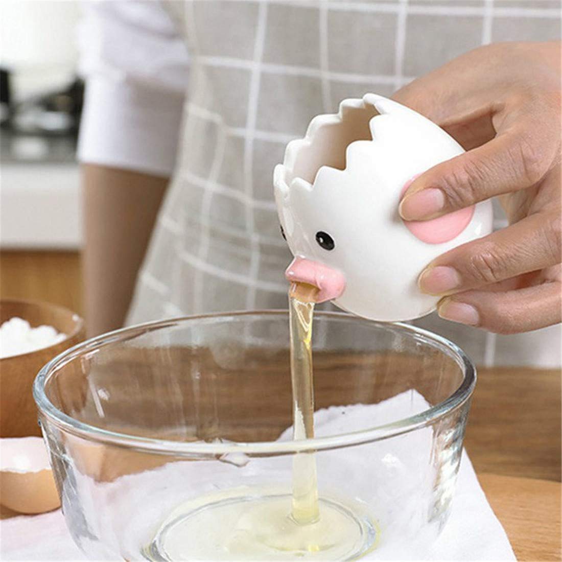 Creative Cartoon Ceramic Egg Yolk Separator - Food Grade Kitchen Tool for Baking & Cooking - Cute Chicken Style Egg White Strainer (Pink) | Perfect for Home Chefs, Bakers & Breakfast Lovers