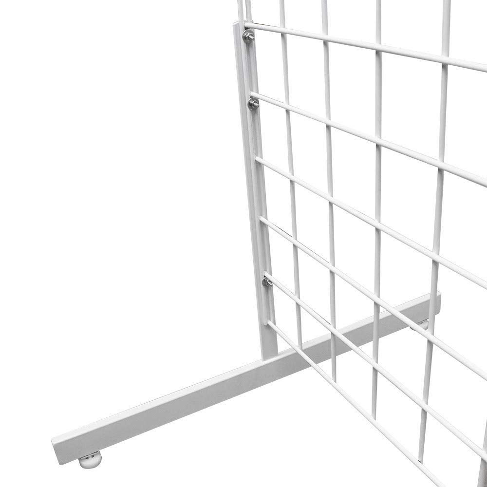 MH GLOBAL 3-Piece White Gridwall Panel Display Set with T-Leg Base - 4 Feet Tall for Retail Store, Trade Show & Boutique Visual Merchandising