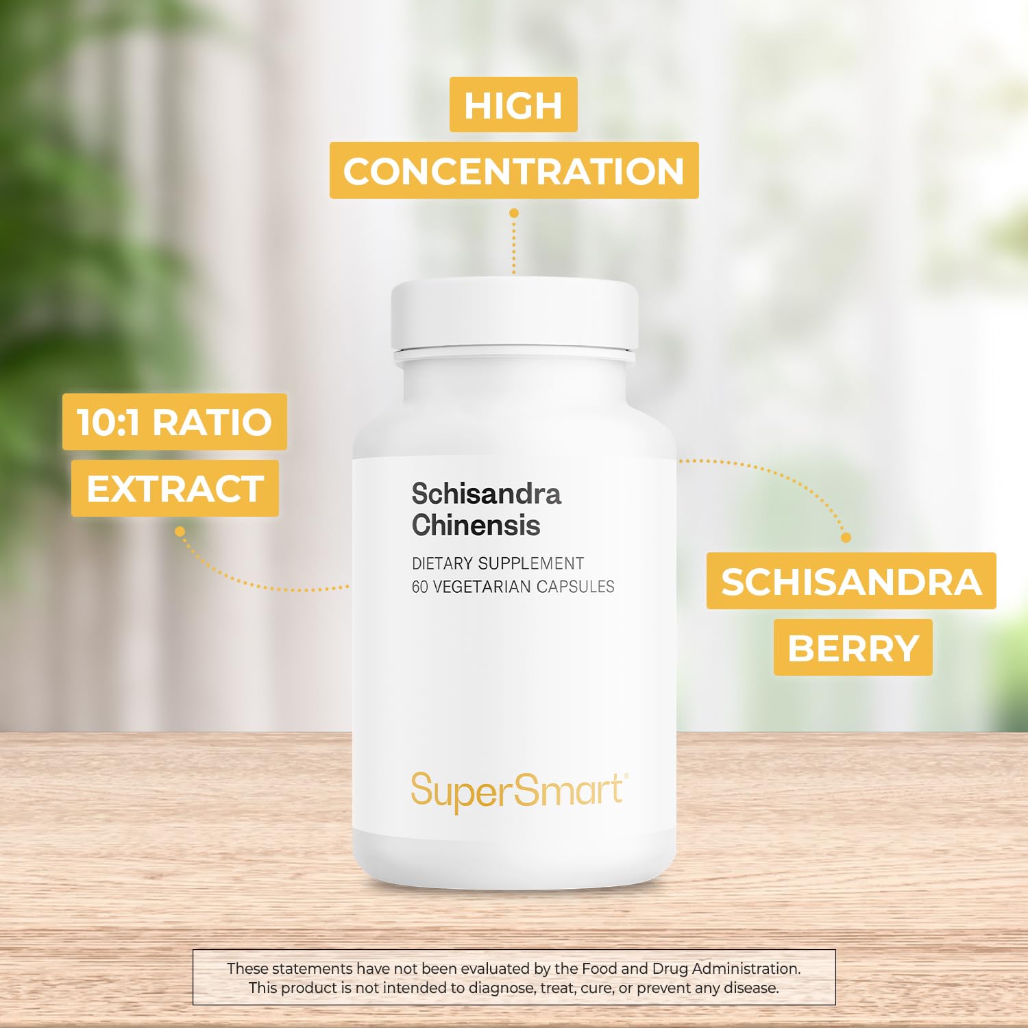 Supersmart - Schisandra Chinensis 750mg High Potency Extract (10:1) - 60 Vegetarian Capsules | Non-GMO, Gluten Free Berry Supplement for Energy, Focus & Stress Relief - Daily Wellness Support