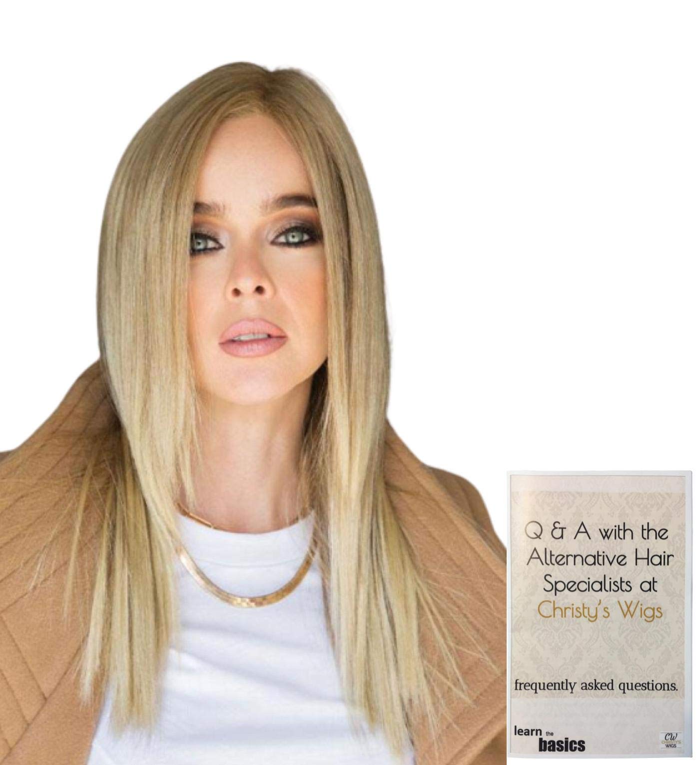 Rene Paris Nolan Petite/Average Wig & Christy's Wigs Q&A Booklet Bundle - Watermelon-R Color | Natural-Looking Synthetic Hairpiece & Styling Guide for Everyday Wear, Cosplay & Special Occasions